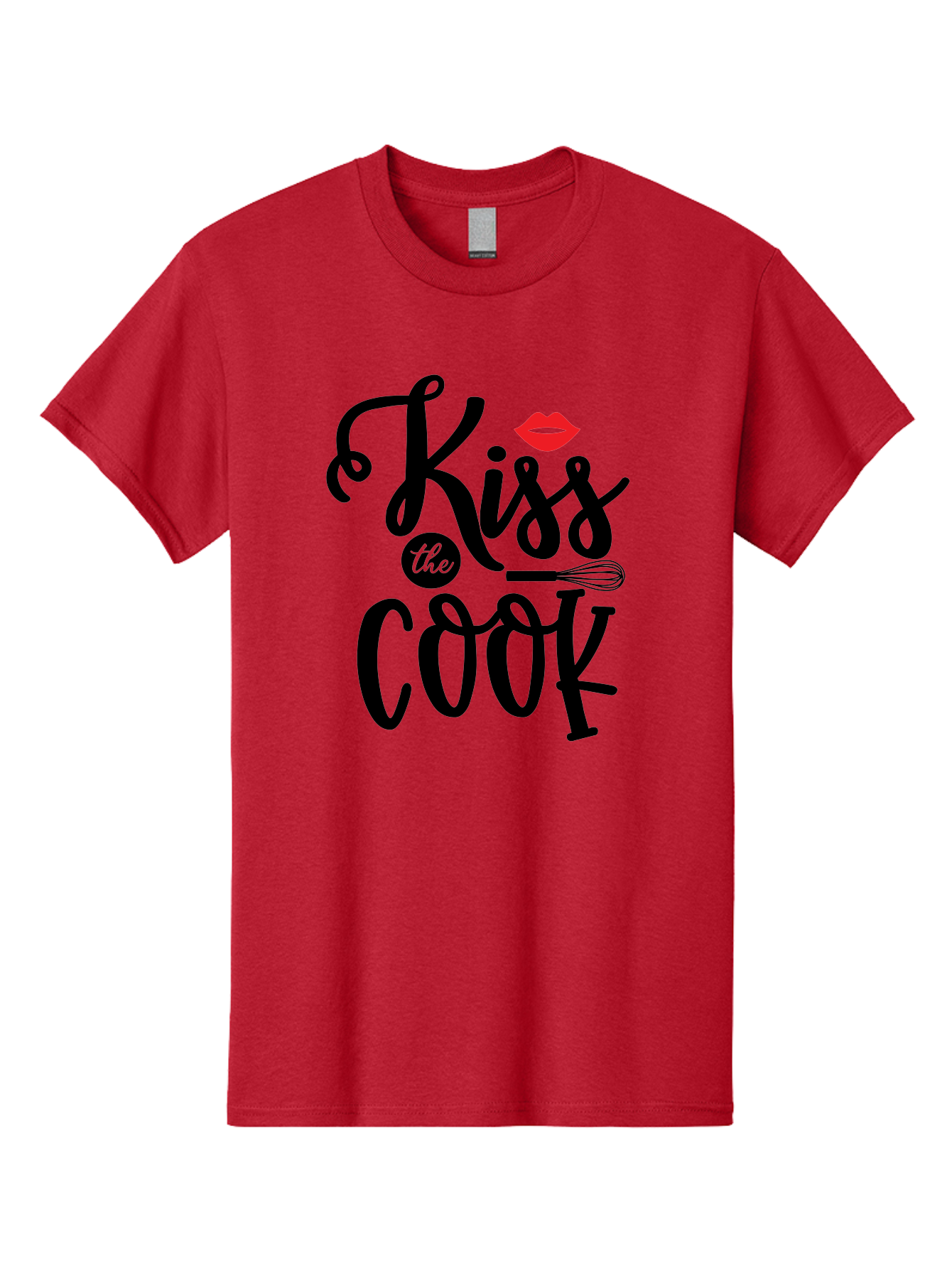 Kiss-The-Cook Men'S Graphic Tee, 100% Cotton, Comfortable Casual Summer Wear, Machine Washable, Kiss The Cook, Cooking With Love, Kitchen Romance, Culinary Passion, Chef'S Kiss, Foodie Charm, Whimsical Kitchen Decor, Playful Typography, Aab584
