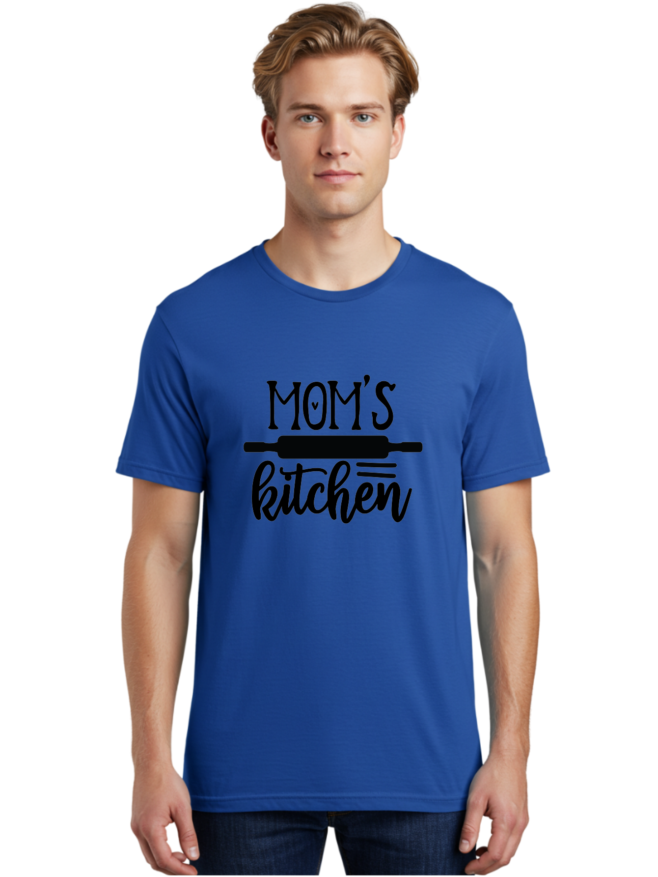 Mom-S-Kitchen Men'S Graphic Tee, 100% Cotton, Comfortable Casual Summer Wear, Machine Washable, Mom'S Kitchen, Mother'S Day Gift, Kitchen Decor, Baking, Cooking, Rolling Pin, Mother'S Kitchen, Homemade, Family Recipe, Kitchen Love, Aab586