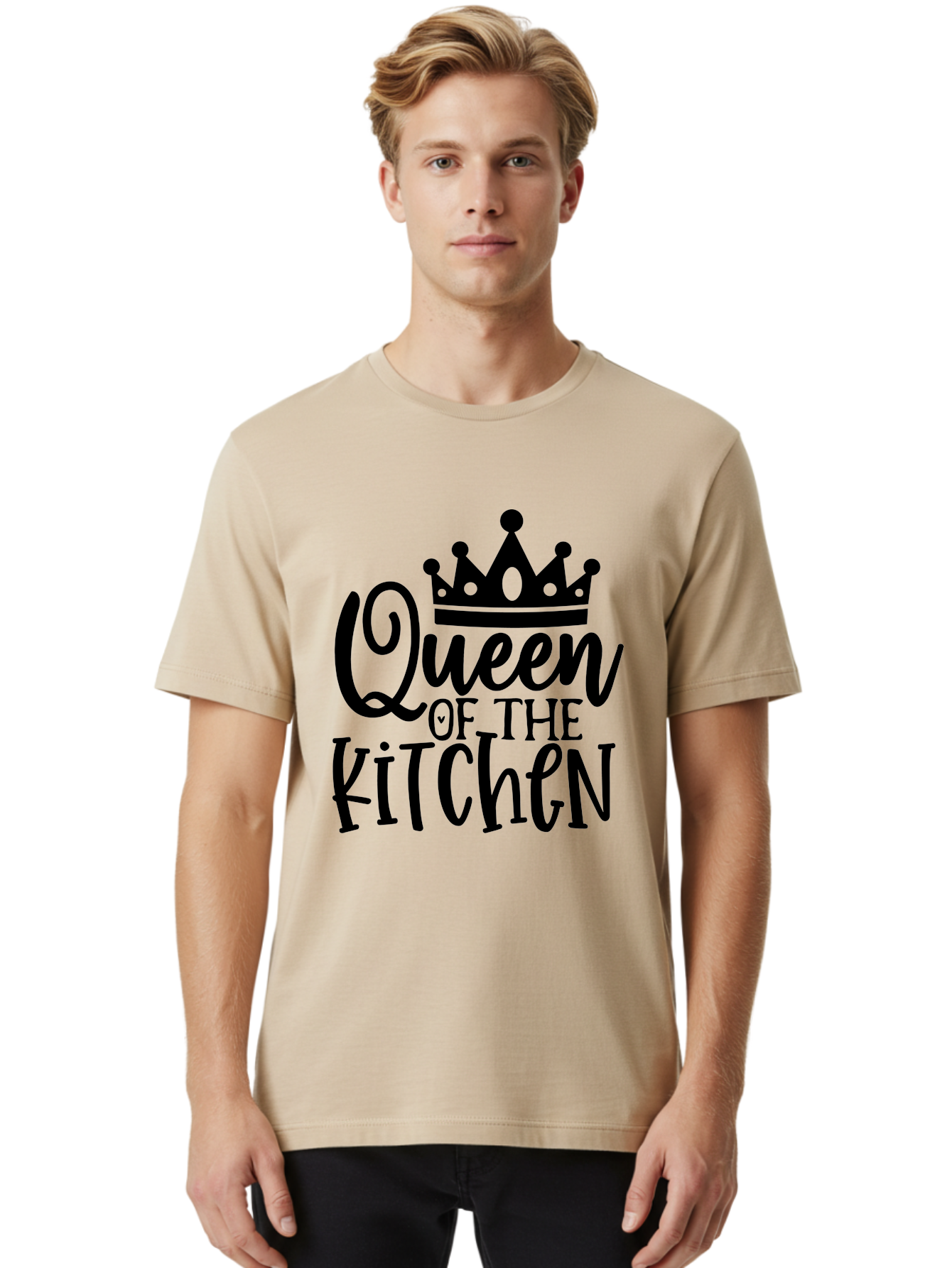 Queen-Of-The-Kitchen Men'S Graphic Tee, 100% Cotton, Comfortable Casual Summer Wear, Machine Washable, Kitchen Queen, Cooking, Baking, Culinary Skills, Domestic Goddess, Kitchen Decor, Cooking Inspiration, Recipe Ideas, Kitchen Motivation, Aab587