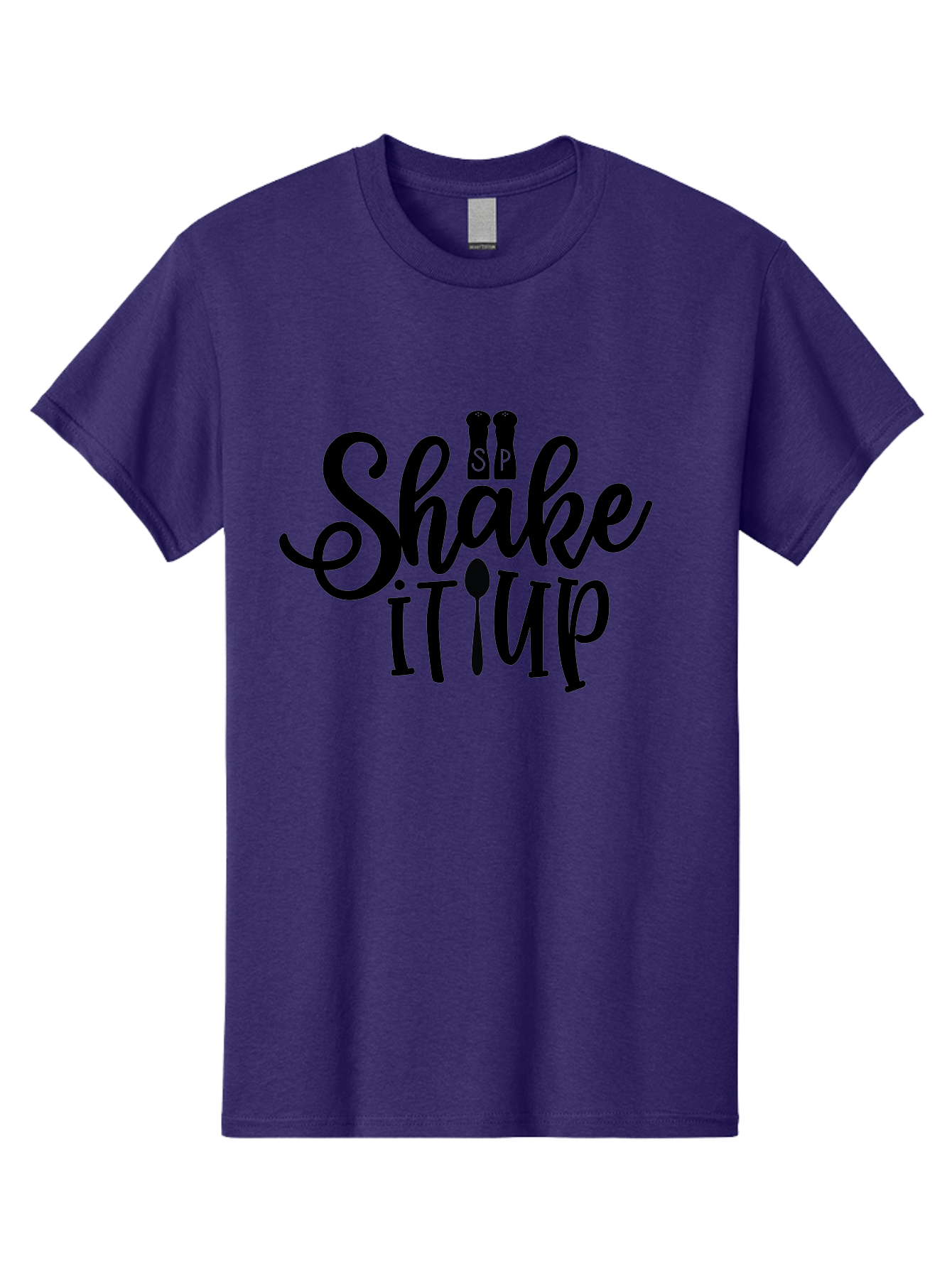Shake-It-Iup Men'S Graphic Tee, 100% Cotton, Comfortable Casual Summer Wear, Machine Washable, Shake It Up, Sp, Salt And Pepper Shakers, Spoon, Fork, Modern Typography, Creative Logo, Culinary Vibe, Restaurant Branding Aab588