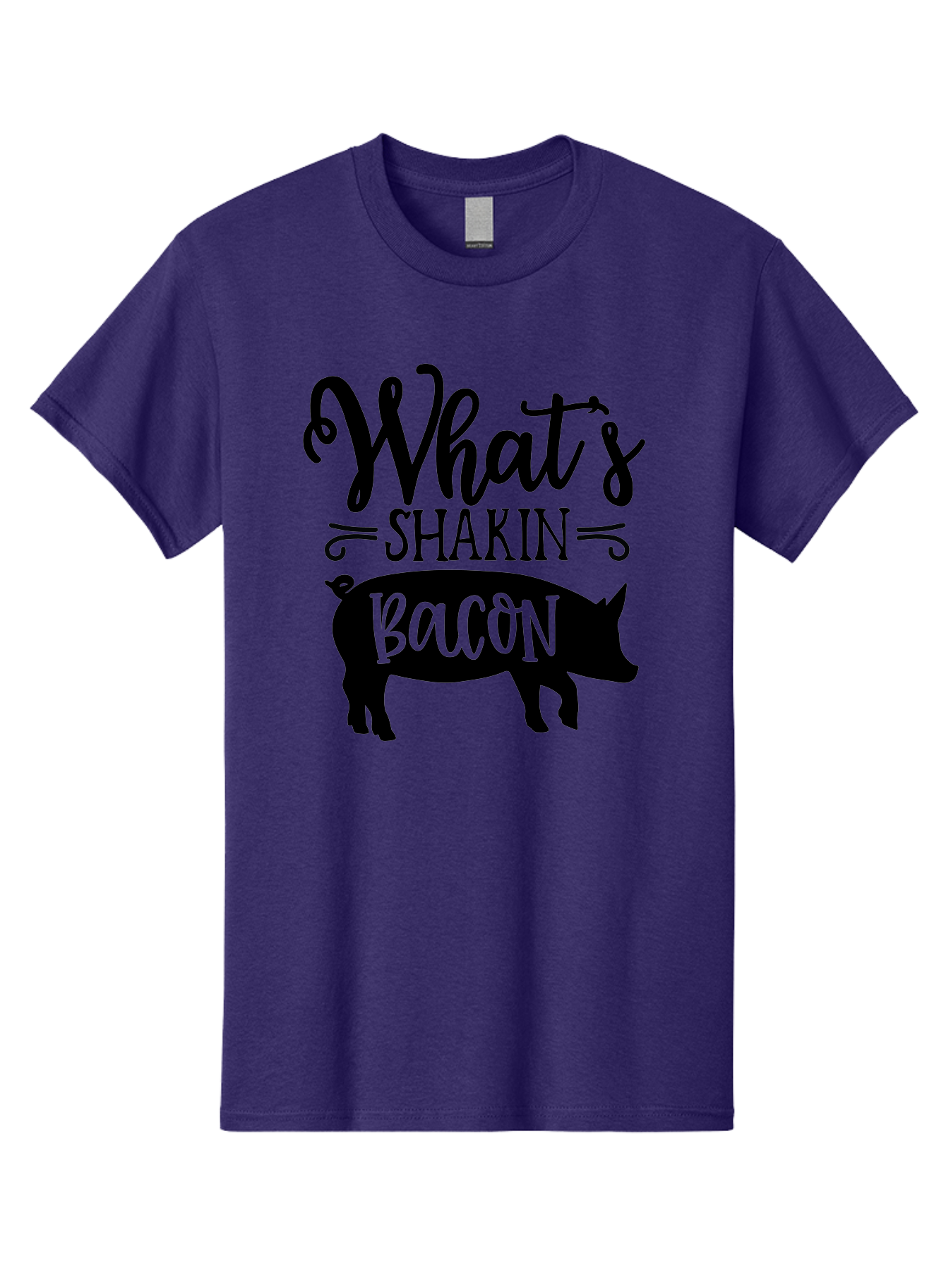What-S-Shakin-Bacon Men'S Graphic Tee, 100% Cotton, Comfortable Casual Summer Wear, Machine Washable, Funny Pig Graphic, Bacon Lover Gift, Playful Typography, What'S Shakin Bacon, Pig Silhouette, Whimsical Design, Humor, Bacon Pun, Aab593