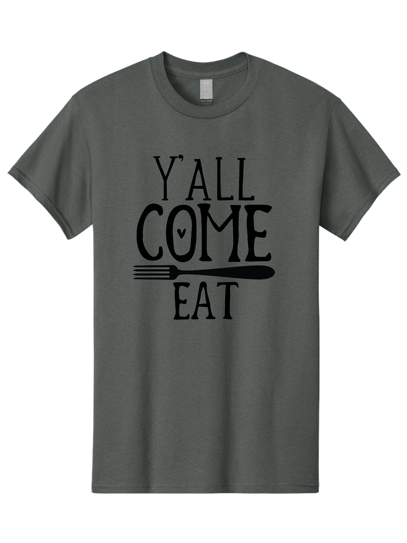 Y-All-Come-Eat Men'S Graphic Tee, 100% Cotton, Comfortable Casual Summer Wear, Machine Washable, Food Invitation, Southern Hospitality, Fork Graphic, Come Eat Sign, Restaurant Signage, Dinner Party Invitation, Casual Dining Aab597