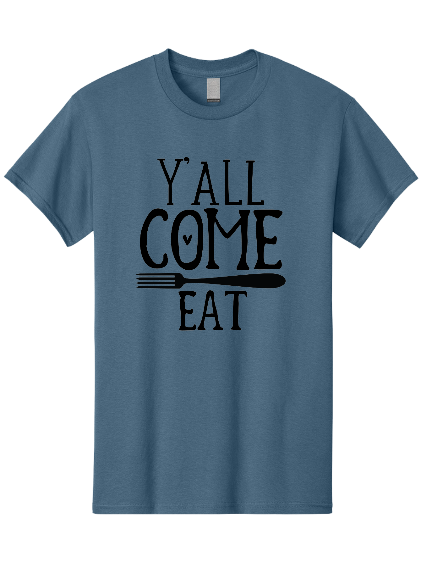 Y-All-Come-Eat Men'S Graphic Tee, 100% Cotton, Comfortable Casual Summer Wear, Machine Washable, Food Invitation, Southern Hospitality, Fork Graphic, Come Eat Sign, Restaurant Signage, Dinner Party Invitation, Casual Dining Aab597