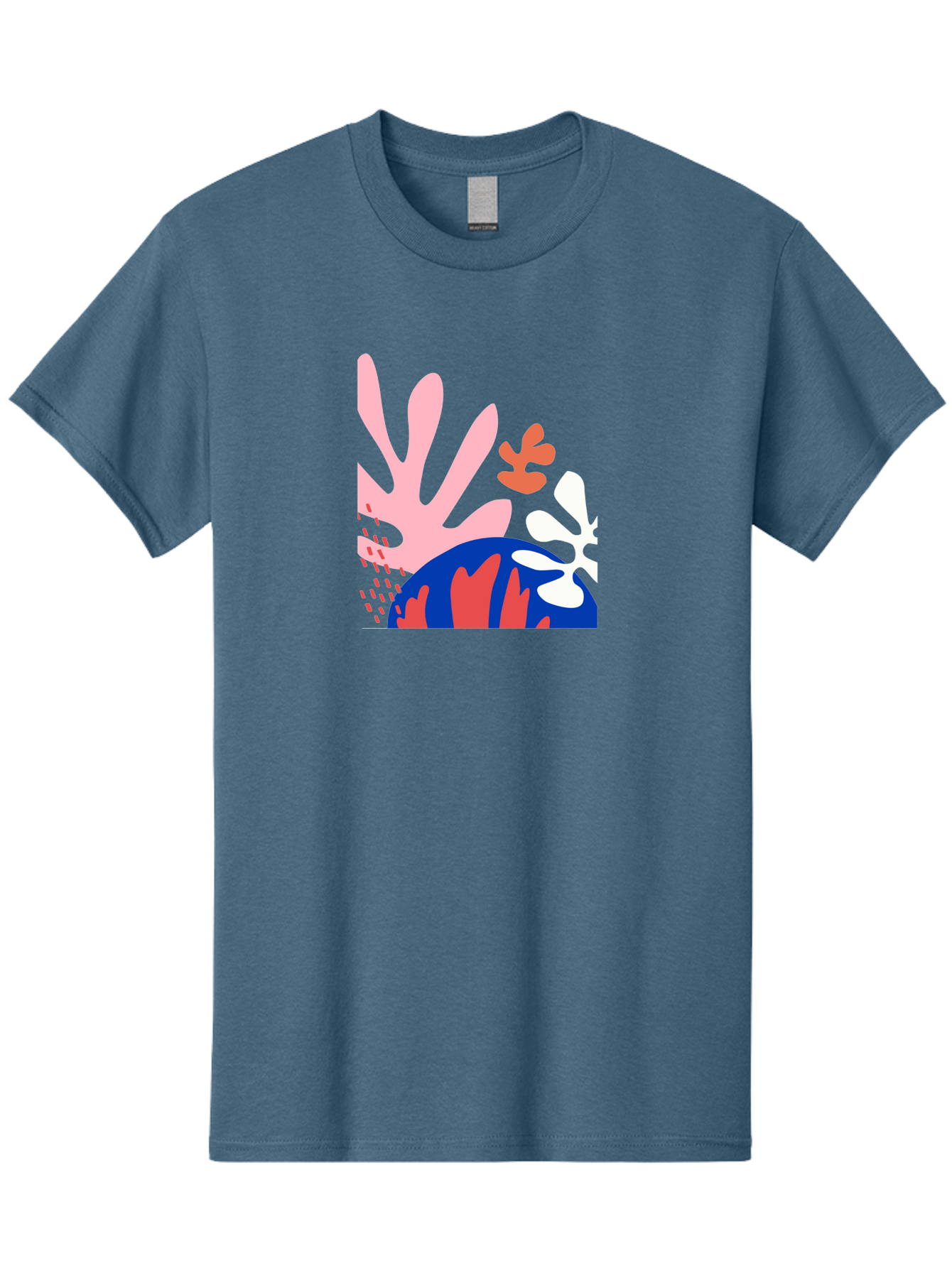 Abstract-Art Men'S Graphic Tee, 100% Cotton, Comfortable Casual Summer Wear, Machine Washable, Abstract Floral Design, Vibrant Colors, Playful Patterns, Blue And Red Globe, Pink Background, Yellow Rectangle, Modern Art, Creative Graphic Aab600