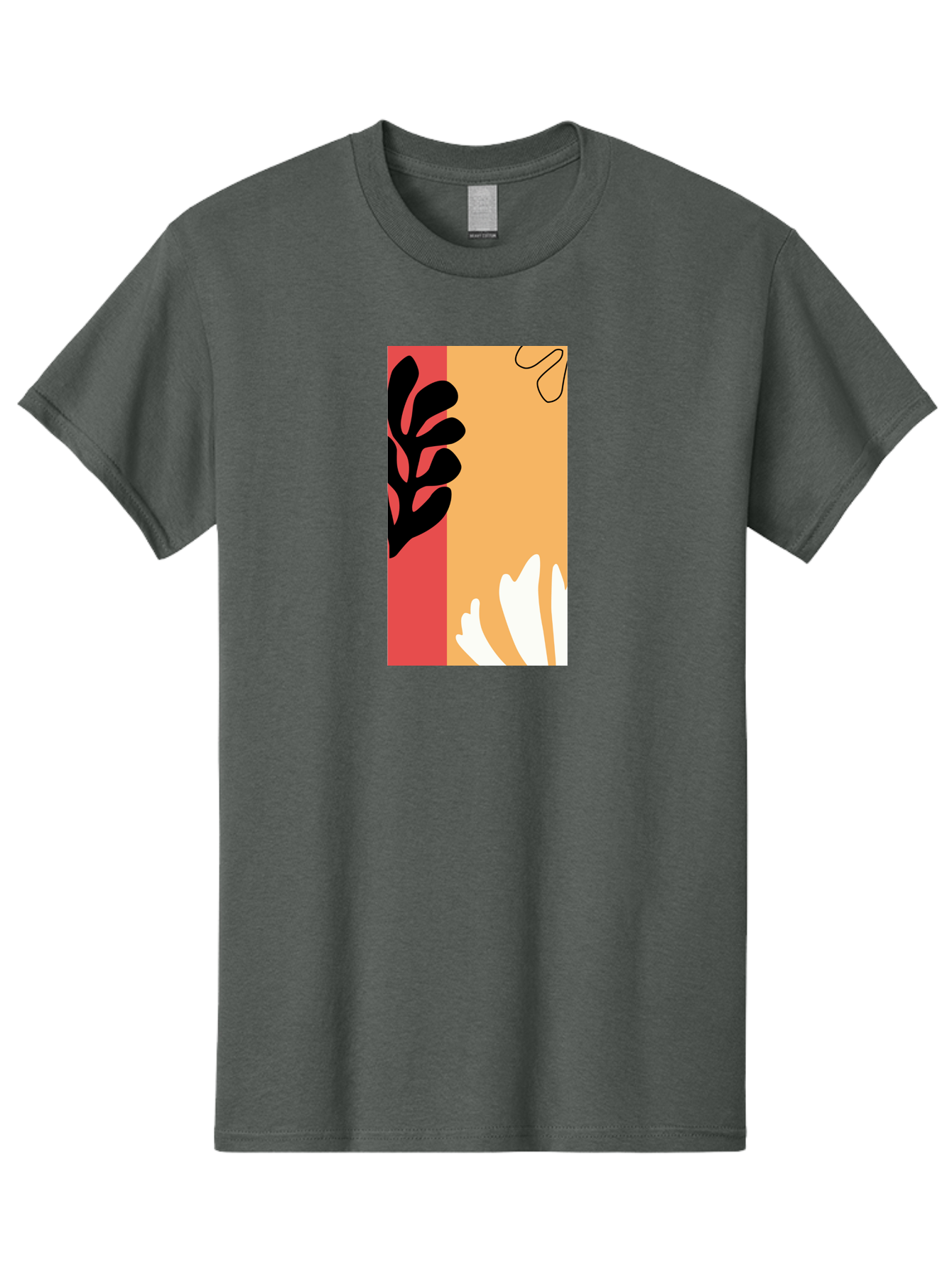 Abstract-Flowers Men'S Graphic Tee, 100% Cotton, Comfortable Casual Summer Wear, Machine Washable, Abstract Leaves, Graphic Design, Modern Art, Bold Colors, Minimalist Style, Floral Motif, Creative Expression, Digital Illustration Aab602