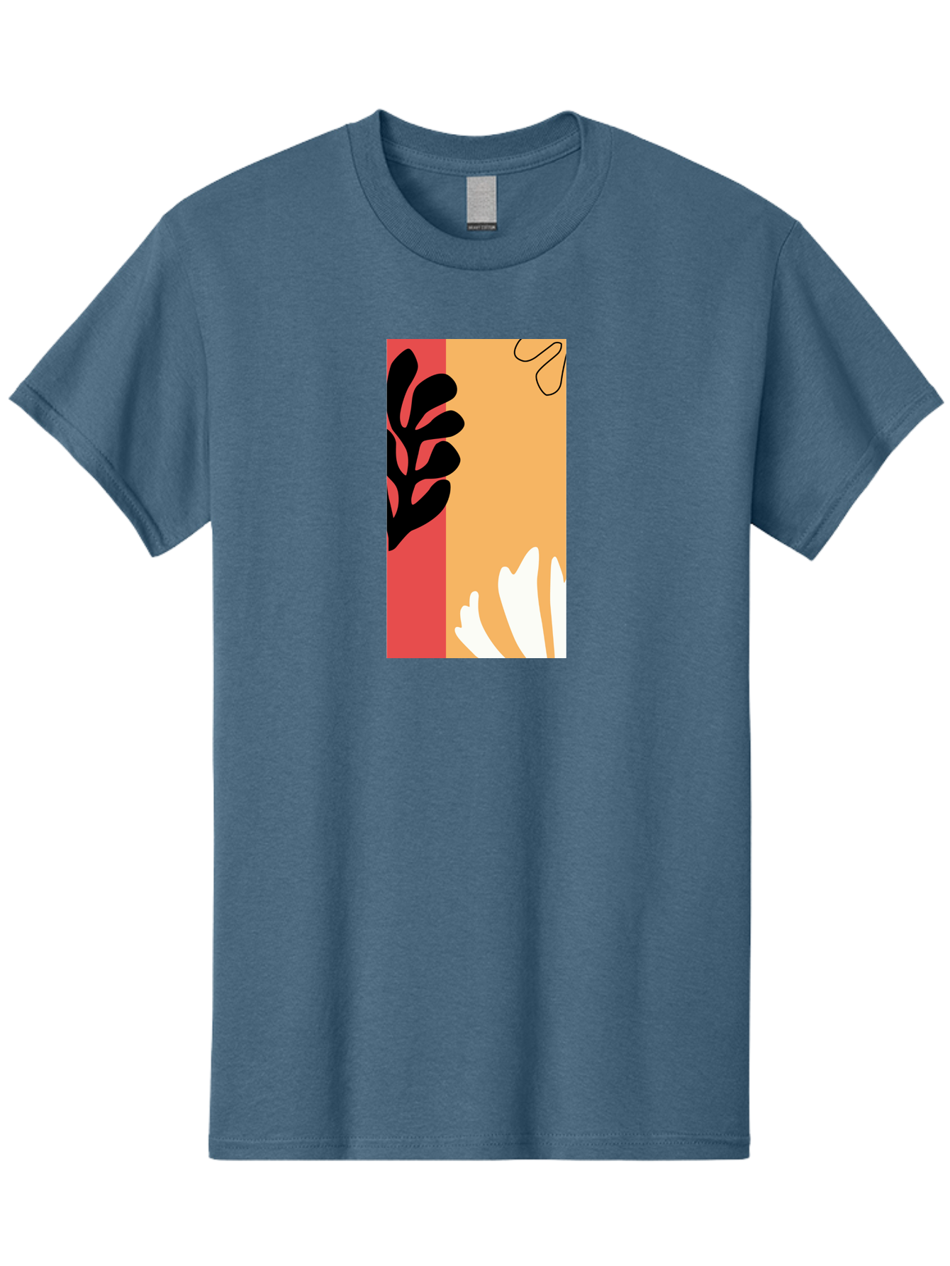 Abstract-Flowers Men'S Graphic Tee, 100% Cotton, Comfortable Casual Summer Wear, Machine Washable, Abstract Leaves, Graphic Design, Modern Art, Bold Colors, Minimalist Style, Floral Motif, Creative Expression, Digital Illustration Aab602