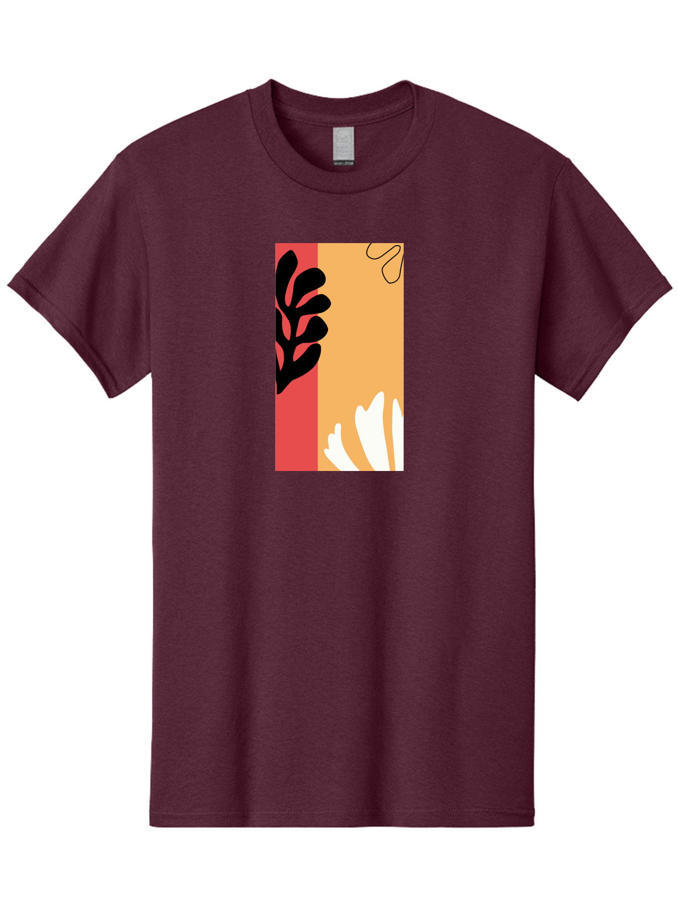 Abstract-Flowers Men'S Graphic Tee, 100% Cotton, Comfortable Casual Summer Wear, Machine Washable, Abstract Leaves, Graphic Design, Modern Art, Bold Colors, Minimalist Style, Floral Motif, Creative Expression, Digital Illustration Aab602