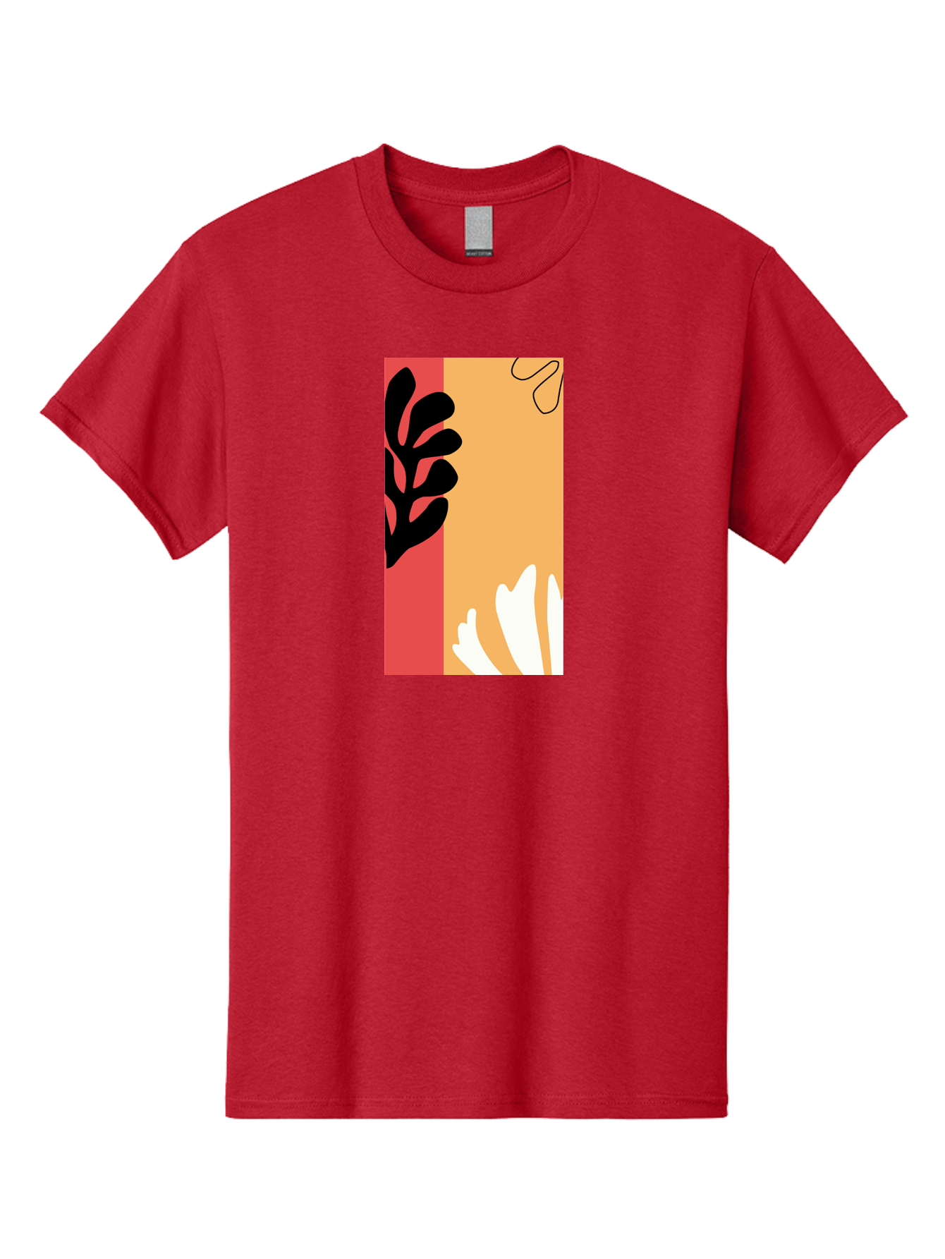 Abstract-Flowers Men'S Graphic Tee, 100% Cotton, Comfortable Casual Summer Wear, Machine Washable, Abstract Leaves, Graphic Design, Modern Art, Bold Colors, Minimalist Style, Floral Motif, Creative Expression, Digital Illustration Aab602