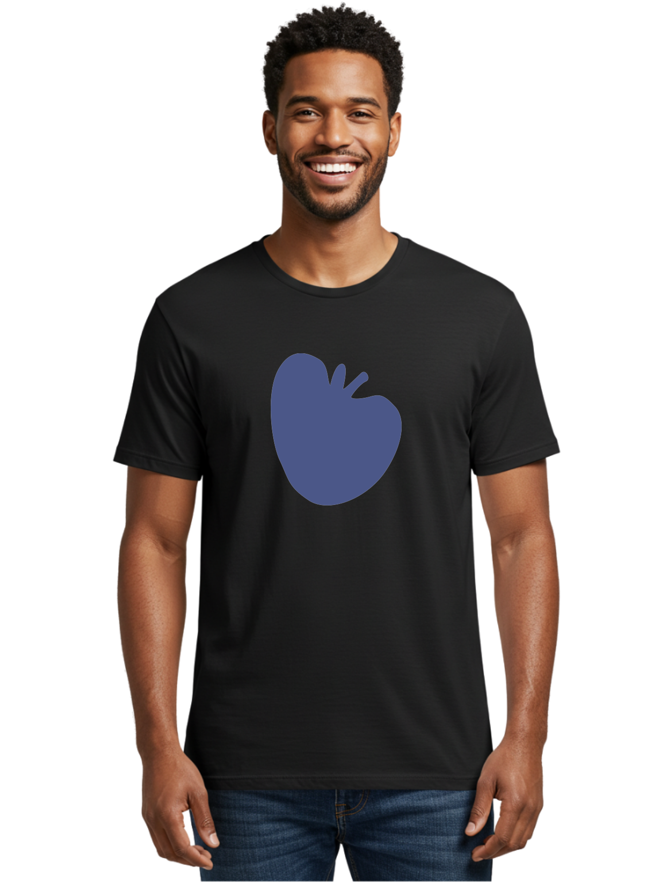 Blue-Apple-1 Men'S Graphic Tee, 100% Cotton, Comfortable Casual Summer Wear, Machine Washable, Purple Apple, Simple Design, Minimalist Logo, Fruit Symbol, Clean Graphics, Modern Illustration Aab603