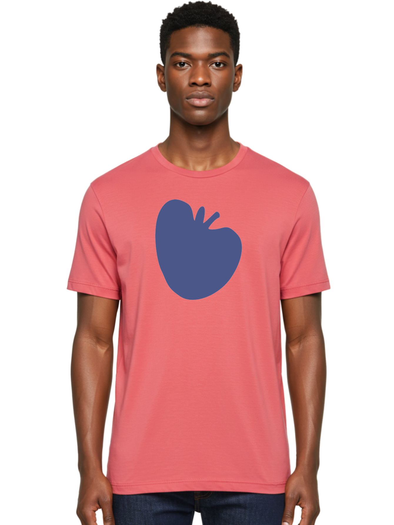 Blue-Apple-1 Men'S Graphic Tee, 100% Cotton, Comfortable Casual Summer Wear, Machine Washable, Purple Apple, Simple Design, Minimalist Logo, Fruit Symbol, Clean Graphics, Modern Illustration Aab603