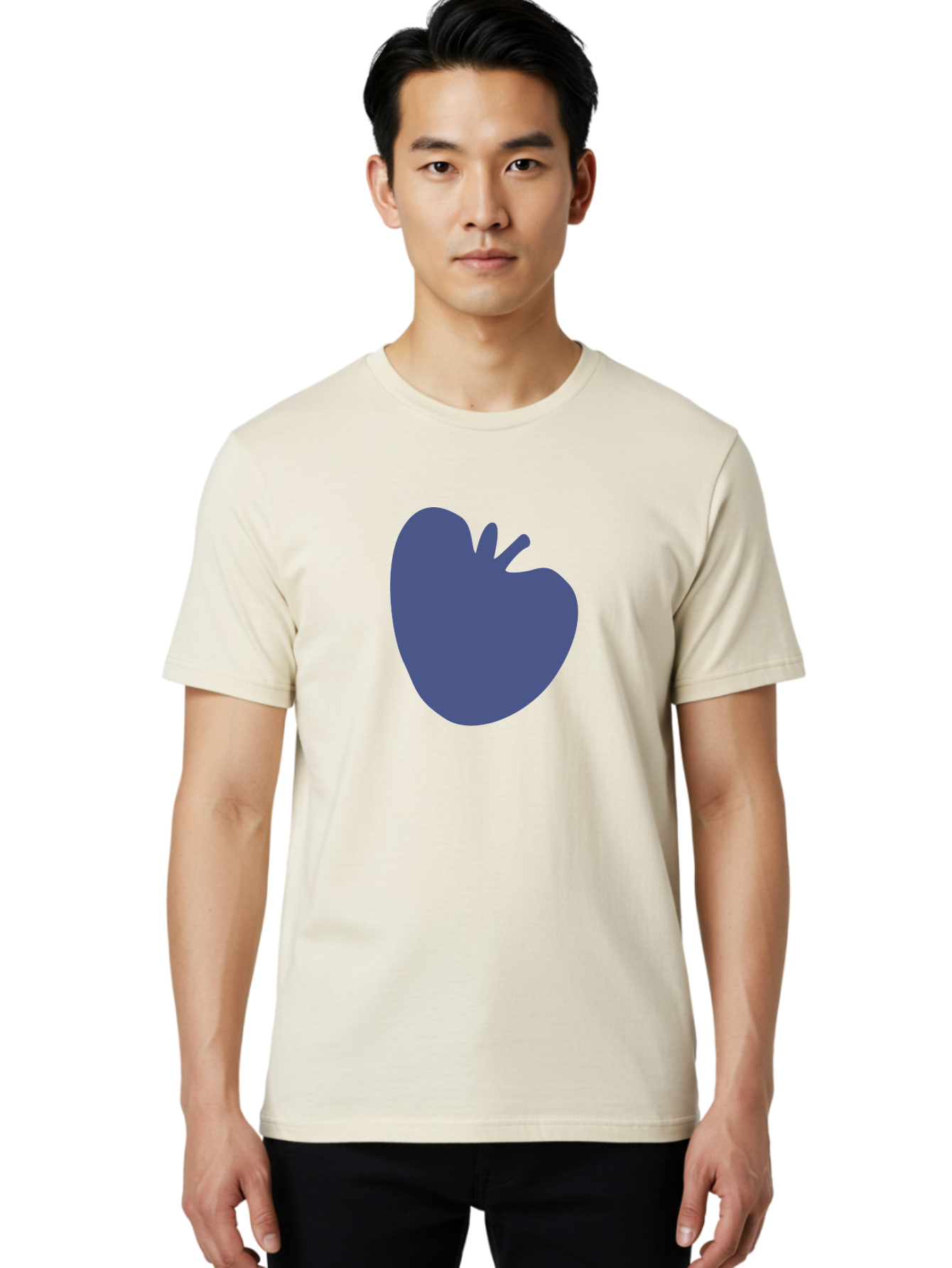 Blue-Apple-1 Men'S Graphic Tee, 100% Cotton, Comfortable Casual Summer Wear, Machine Washable, Purple Apple, Simple Design, Minimalist Logo, Fruit Symbol, Clean Graphics, Modern Illustration Aab603