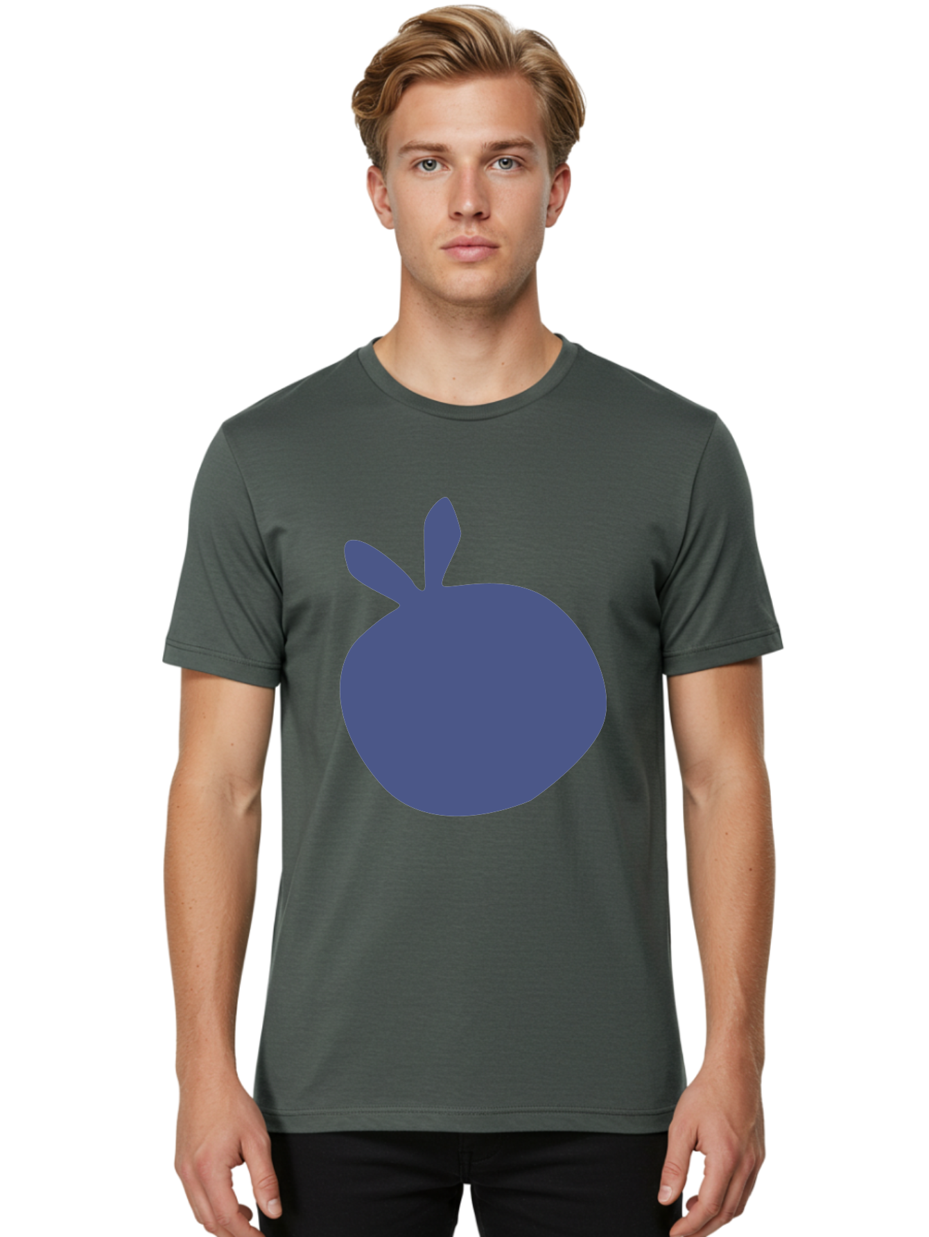 Blue-Apple Men'S Graphic Tee, 100% Cotton, Comfortable Casual Summer Wear, Machine Washable, Blue Apple, Simple Design, Minimalist Art, Blue Fruit, Digital Illustration, Apple Silhouette, Graphic Icon Aab604