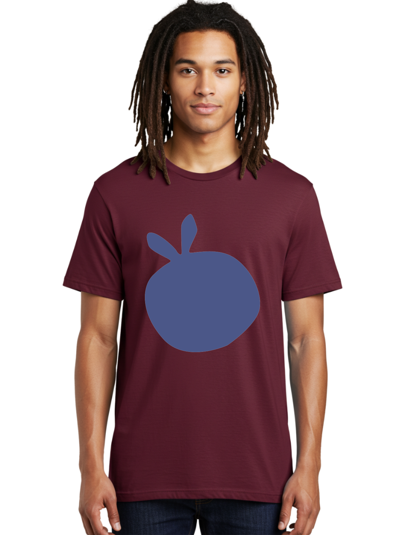 Blue-Apple Men'S Graphic Tee, 100% Cotton, Comfortable Casual Summer Wear, Machine Washable, Blue Apple, Simple Design, Minimalist Art, Blue Fruit, Digital Illustration, Apple Silhouette, Graphic Icon Aab604