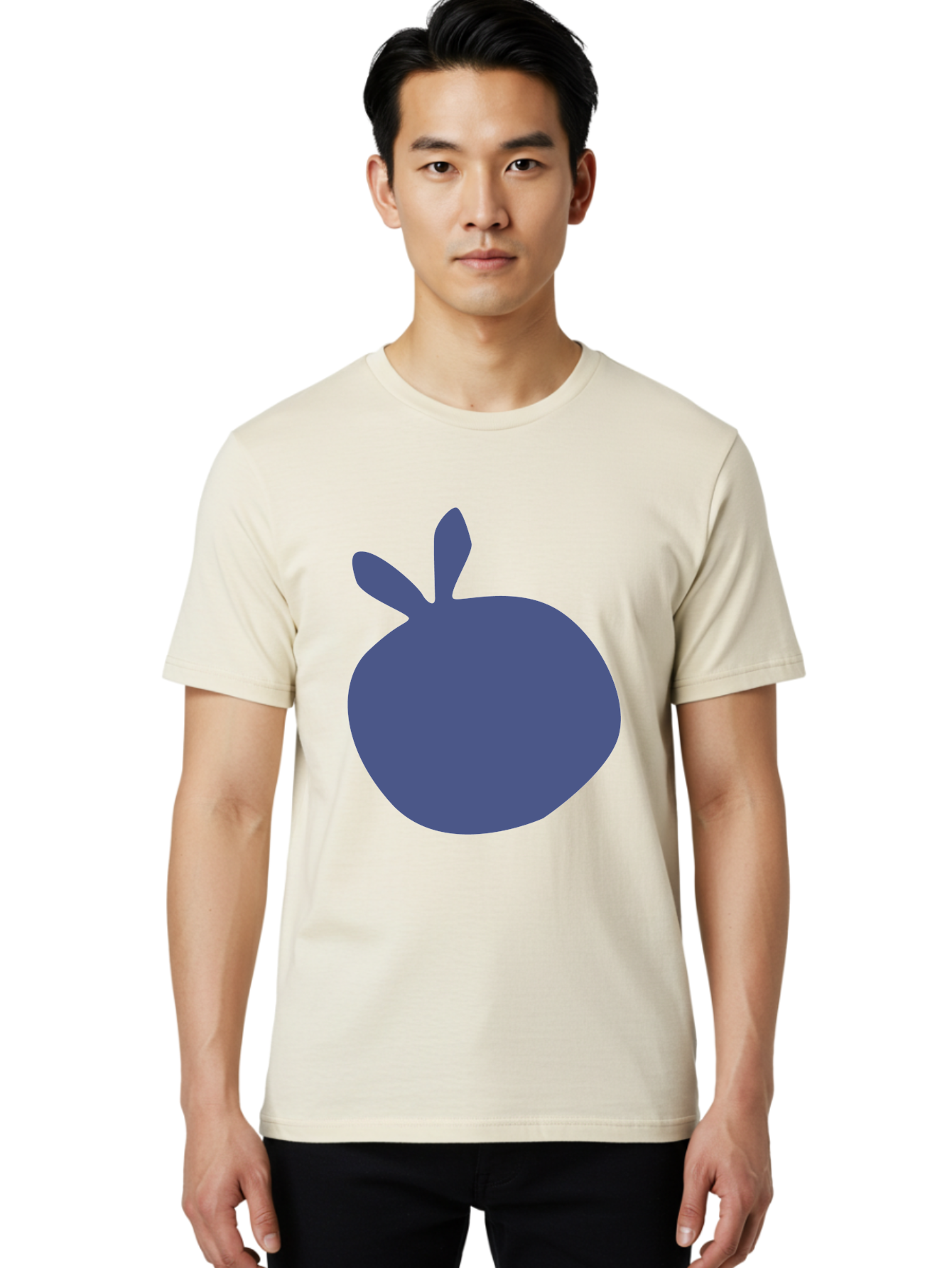 Blue-Apple Men'S Graphic Tee, 100% Cotton, Comfortable Casual Summer Wear, Machine Washable, Blue Apple, Simple Design, Minimalist Art, Blue Fruit, Digital Illustration, Apple Silhouette, Graphic Icon Aab604