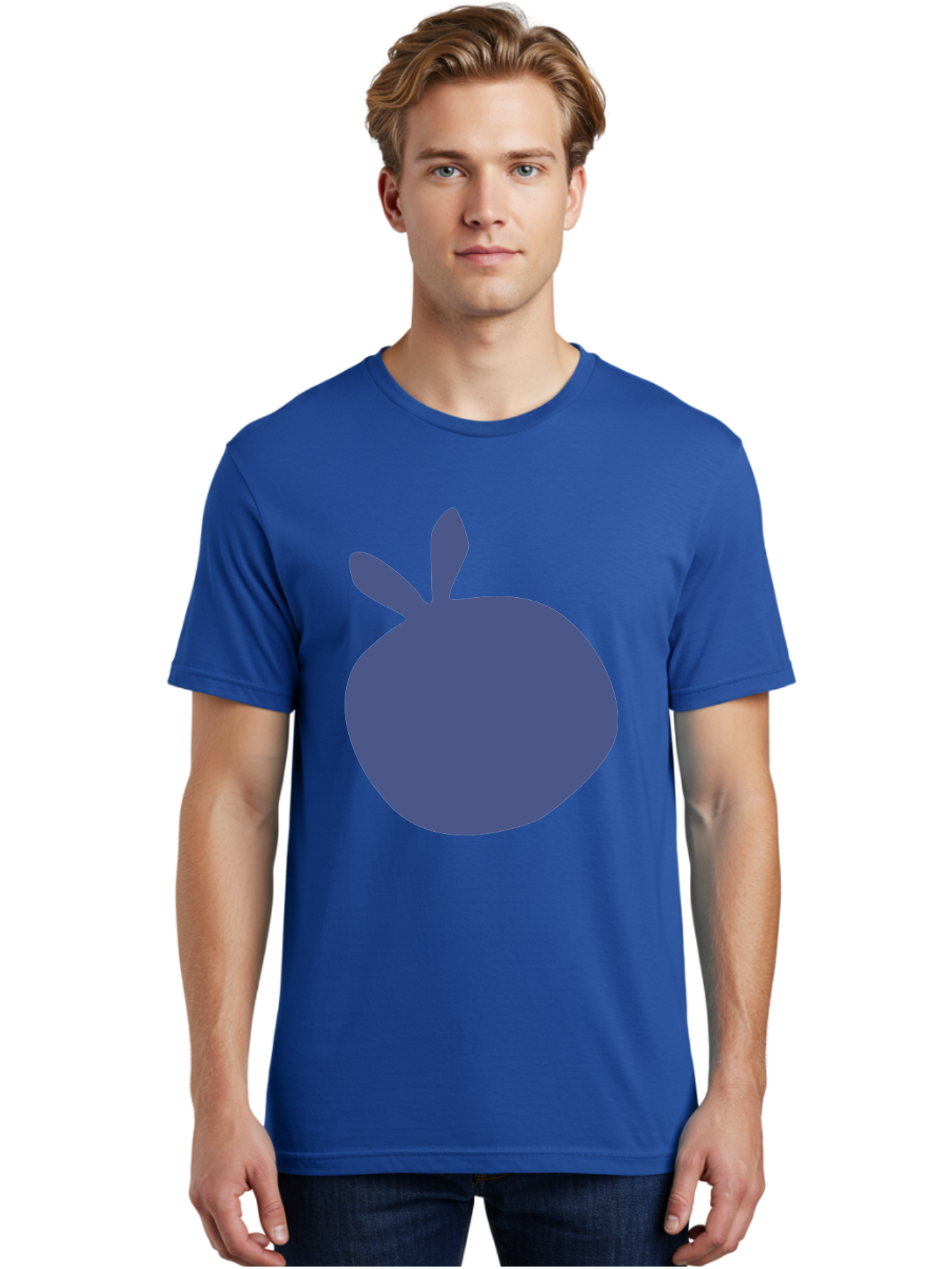 Blue-Apple Men'S Graphic Tee, 100% Cotton, Comfortable Casual Summer Wear, Machine Washable, Blue Apple, Simple Design, Minimalist Art, Blue Fruit, Digital Illustration, Apple Silhouette, Graphic Icon Aab604