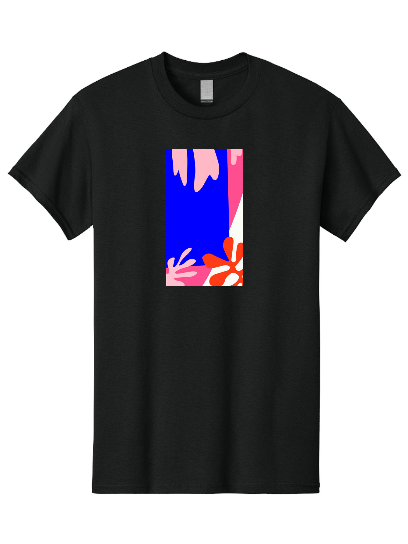 Blue-Strip Men'S Graphic Tee, 100% Cotton, Comfortable Casual Summer Wear, Machine Washable, Abstract Floral Pattern, Vibrant Colors, Blue Background, Pink And Red Flowers, Artistic Design, Modern Art, Colorful Illustration, Floral Motif Aab607