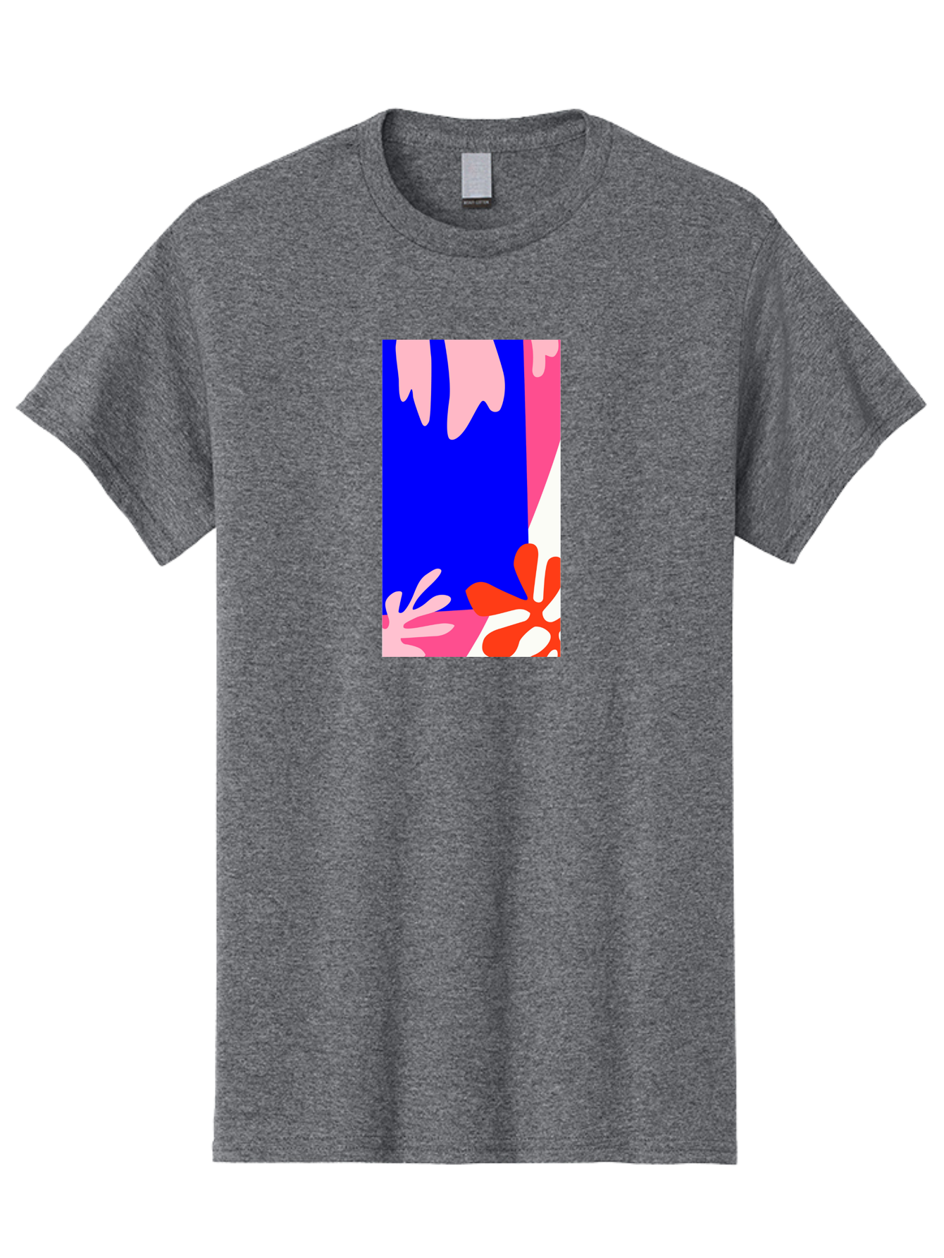 Blue-Strip Men'S Graphic Tee, 100% Cotton, Comfortable Casual Summer Wear, Machine Washable, Abstract Floral Pattern, Vibrant Colors, Blue Background, Pink And Red Flowers, Artistic Design, Modern Art, Colorful Illustration, Floral Motif Aab607