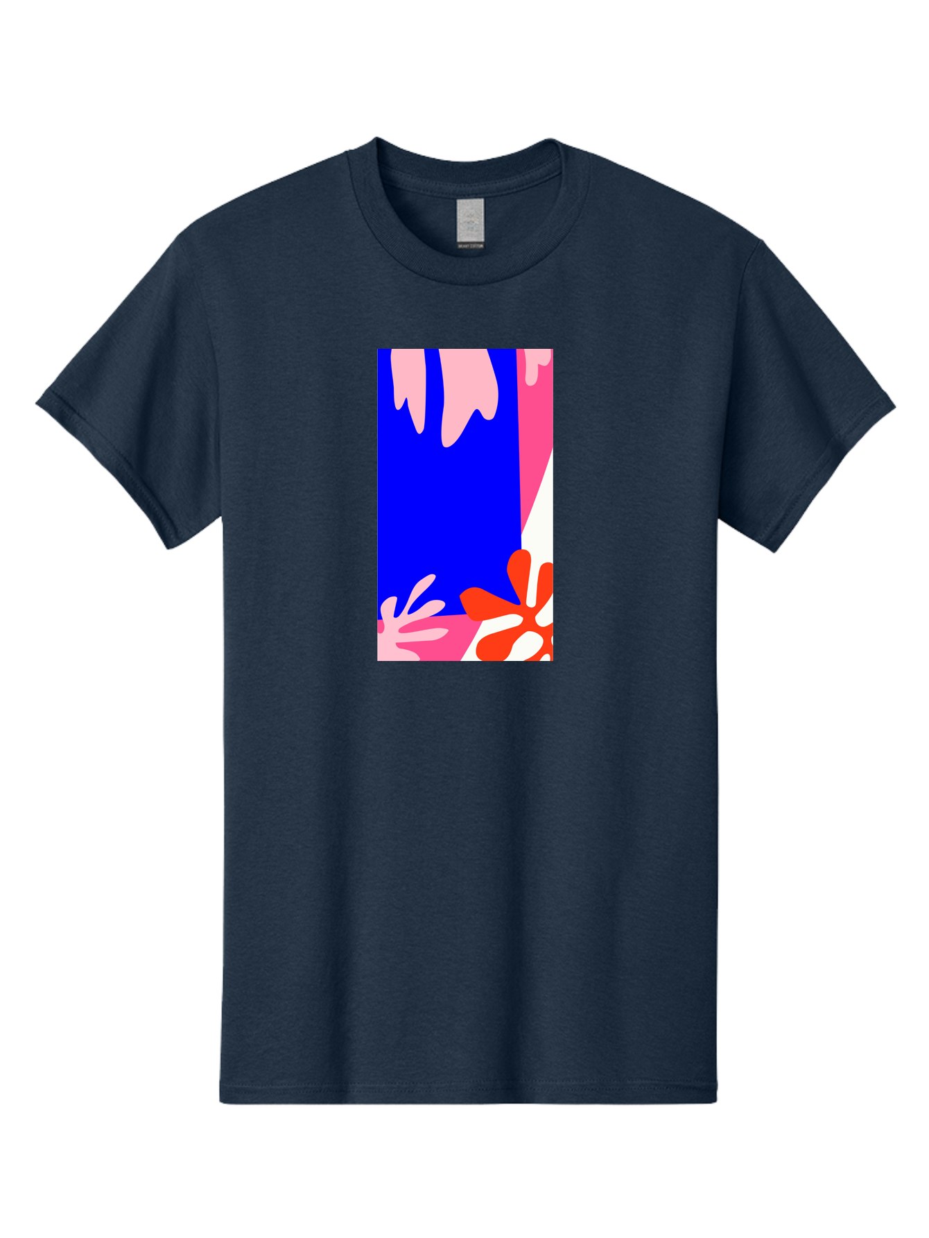 Blue-Strip Men'S Graphic Tee, 100% Cotton, Comfortable Casual Summer Wear, Machine Washable, Abstract Floral Pattern, Vibrant Colors, Blue Background, Pink And Red Flowers, Artistic Design, Modern Art, Colorful Illustration, Floral Motif Aab607