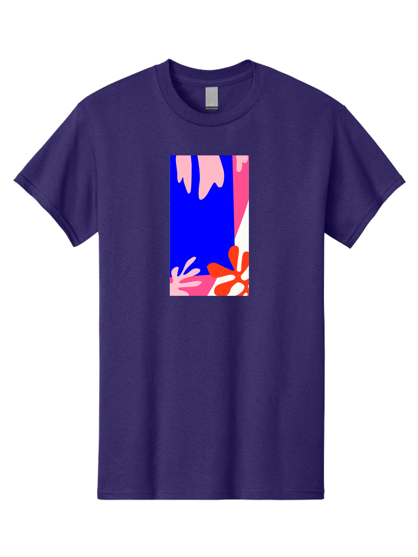 Blue-Strip Men'S Graphic Tee, 100% Cotton, Comfortable Casual Summer Wear, Machine Washable, Abstract Floral Pattern, Vibrant Colors, Blue Background, Pink And Red Flowers, Artistic Design, Modern Art, Colorful Illustration, Floral Motif Aab607