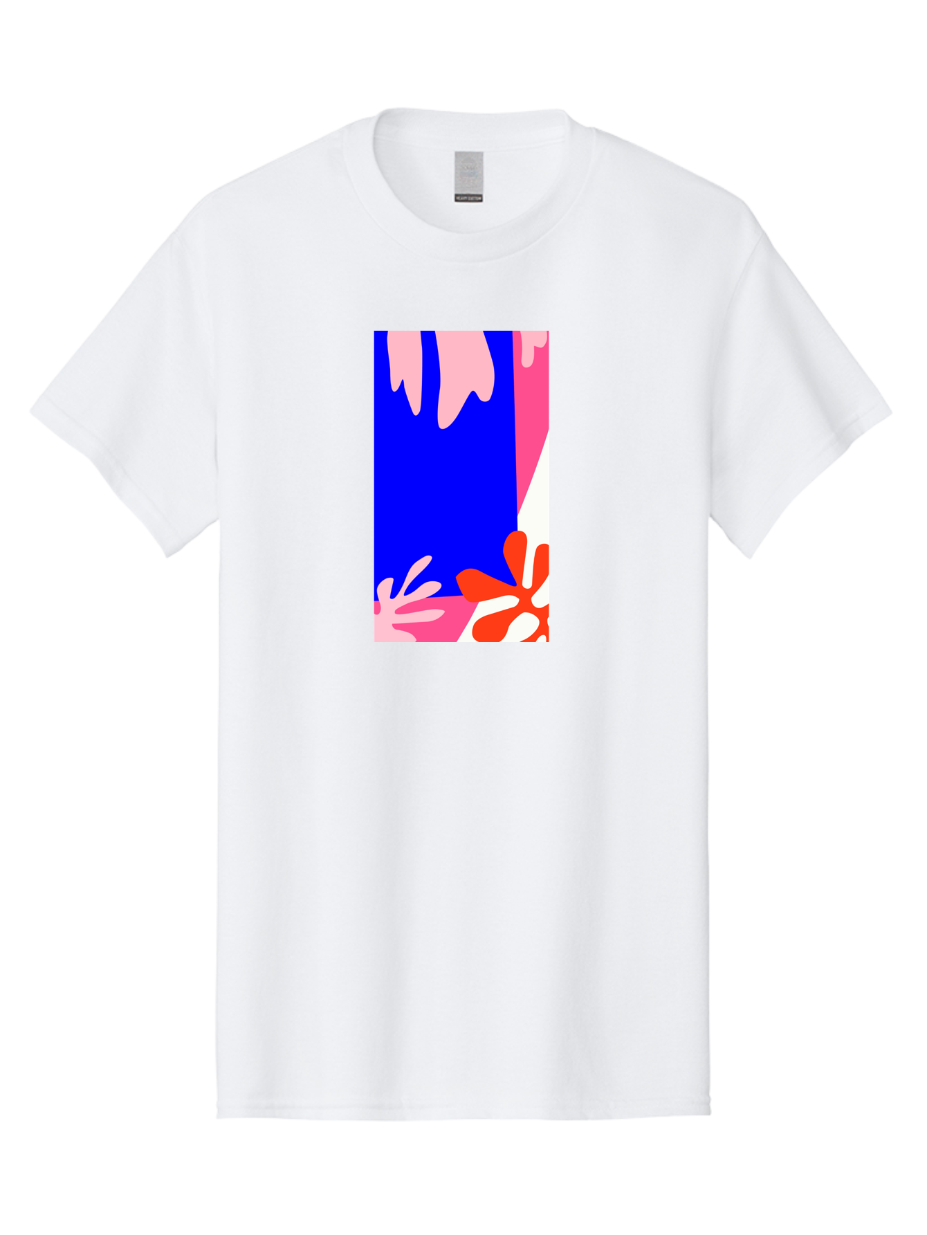 Blue-Strip Men'S Graphic Tee, 100% Cotton, Comfortable Casual Summer Wear, Machine Washable, Abstract Floral Pattern, Vibrant Colors, Blue Background, Pink And Red Flowers, Artistic Design, Modern Art, Colorful Illustration, Floral Motif Aab607