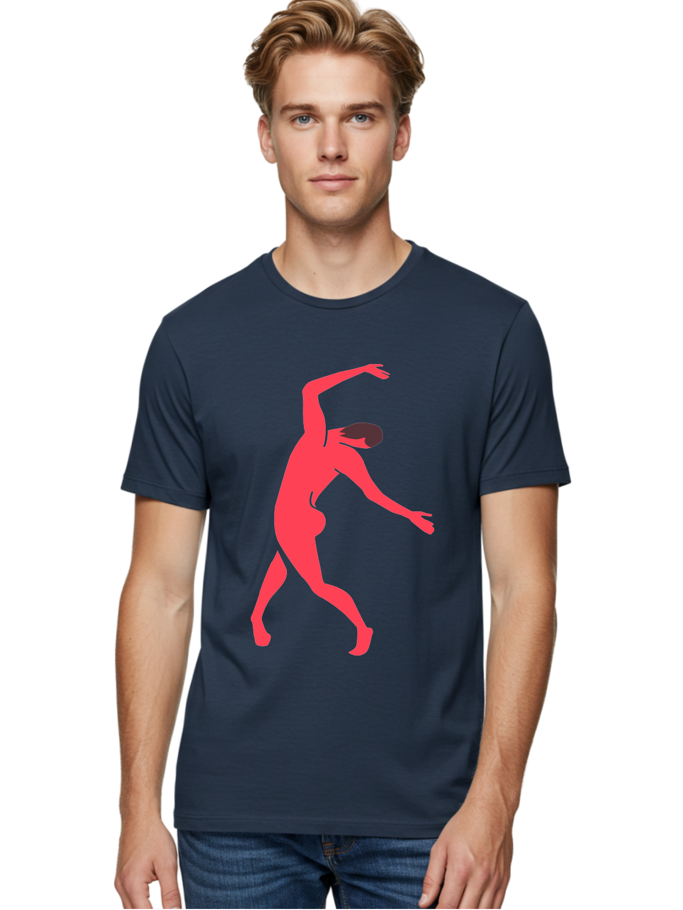 Dancer-1 Men'S Graphic Tee, 100% Cotton, Comfortable Casual Summer Wear, Machine Washable, Female Dancer, Dancing Pose, Dynamic Movement, Modern Dance, Contemporary Dance, Fluid Motion, Elegant Silhouette, Grace, Femininity, Dance Art Aab610
