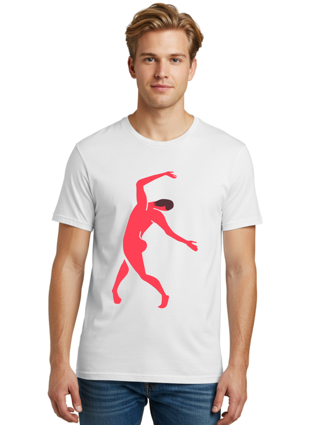 Dancer-1 Men'S Graphic Tee, 100% Cotton, Comfortable Casual Summer Wear, Machine Washable, Female Dancer, Dancing Pose, Dynamic Movement, Modern Dance, Contemporary Dance, Fluid Motion, Elegant Silhouette, Grace, Femininity, Dance Art Aab610