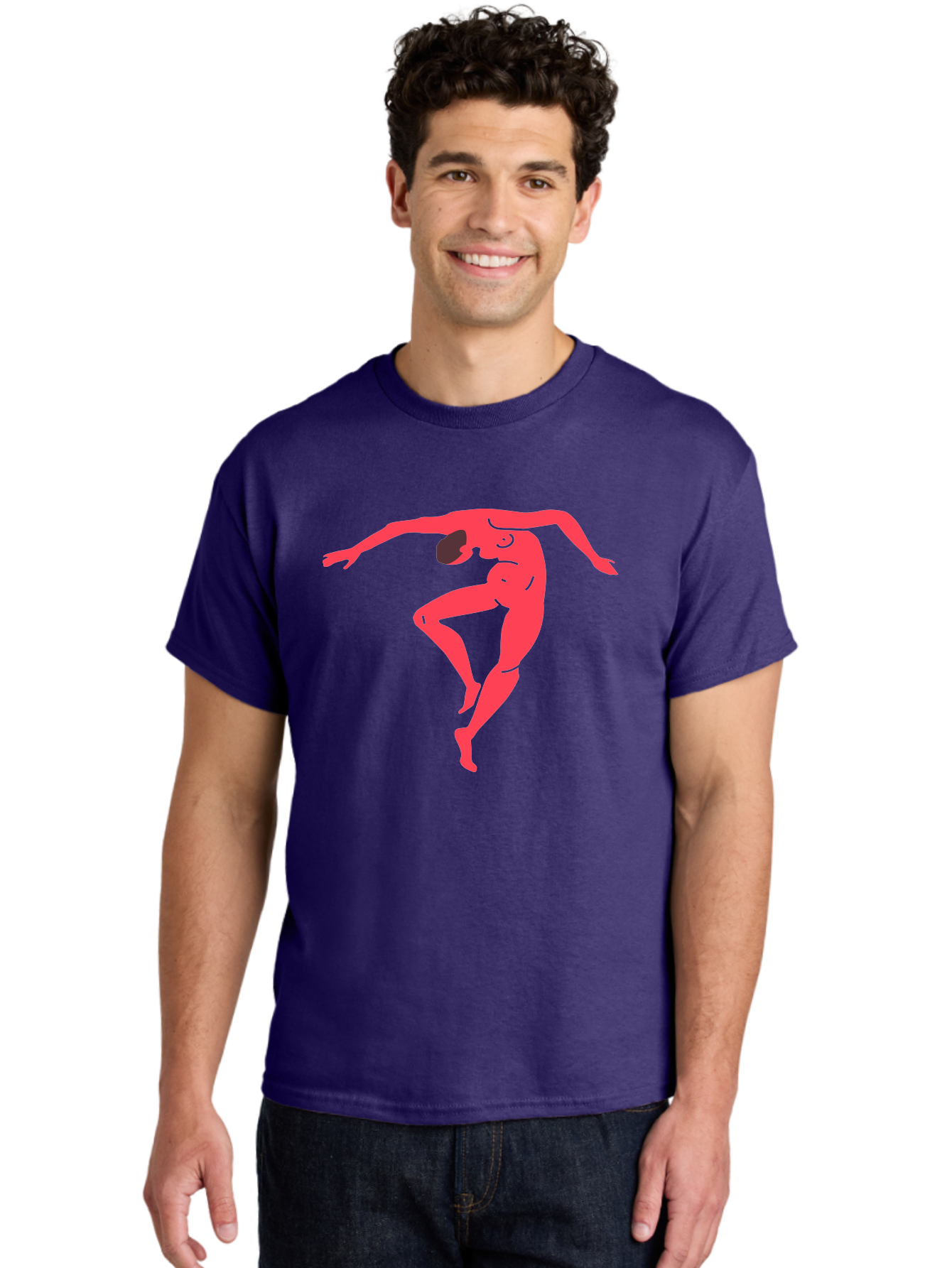 Dancer-2 Men'S Graphic Tee, 100% Cotton, Comfortable Casual Summer Wear, Machine Washable, Dynamic Pose, Human Figure, Dance Movement, Abstract Art, Minimalist Design, Modern Dance, Fluid Motion, Stylized Illustration Aab611