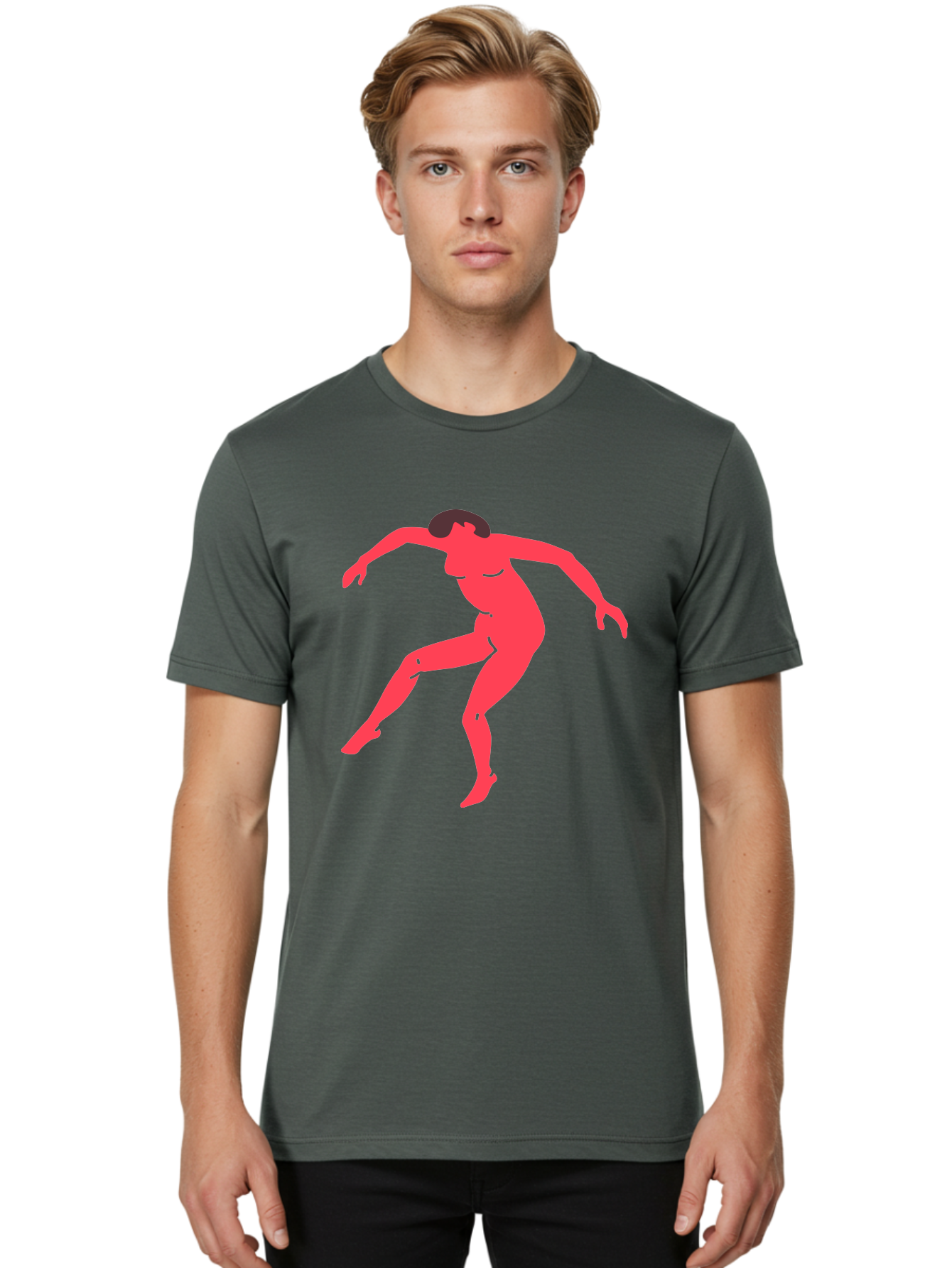 Dancer-3 Men'S Graphic Tee, 100% Cotton, Comfortable Casual Summer Wear, Machine Washable, Dancing Figure, Dynamic Pose, Flowing Movement, Abstract Art, Silhouette, Minimalist Design, Abstract Dancer, Modern Art, Bold Graphics Aab612