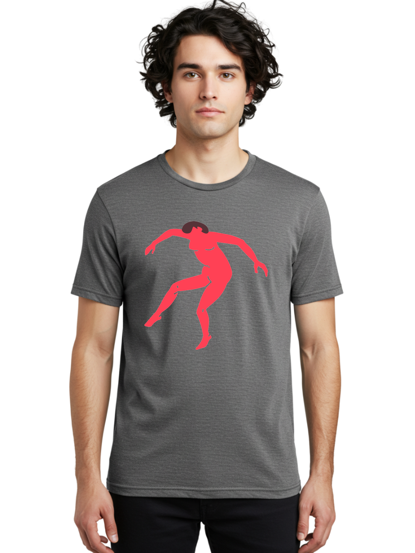 Dancer-3 Men'S Graphic Tee, 100% Cotton, Comfortable Casual Summer Wear, Machine Washable, Dancing Figure, Dynamic Pose, Flowing Movement, Abstract Art, Silhouette, Minimalist Design, Abstract Dancer, Modern Art, Bold Graphics Aab612