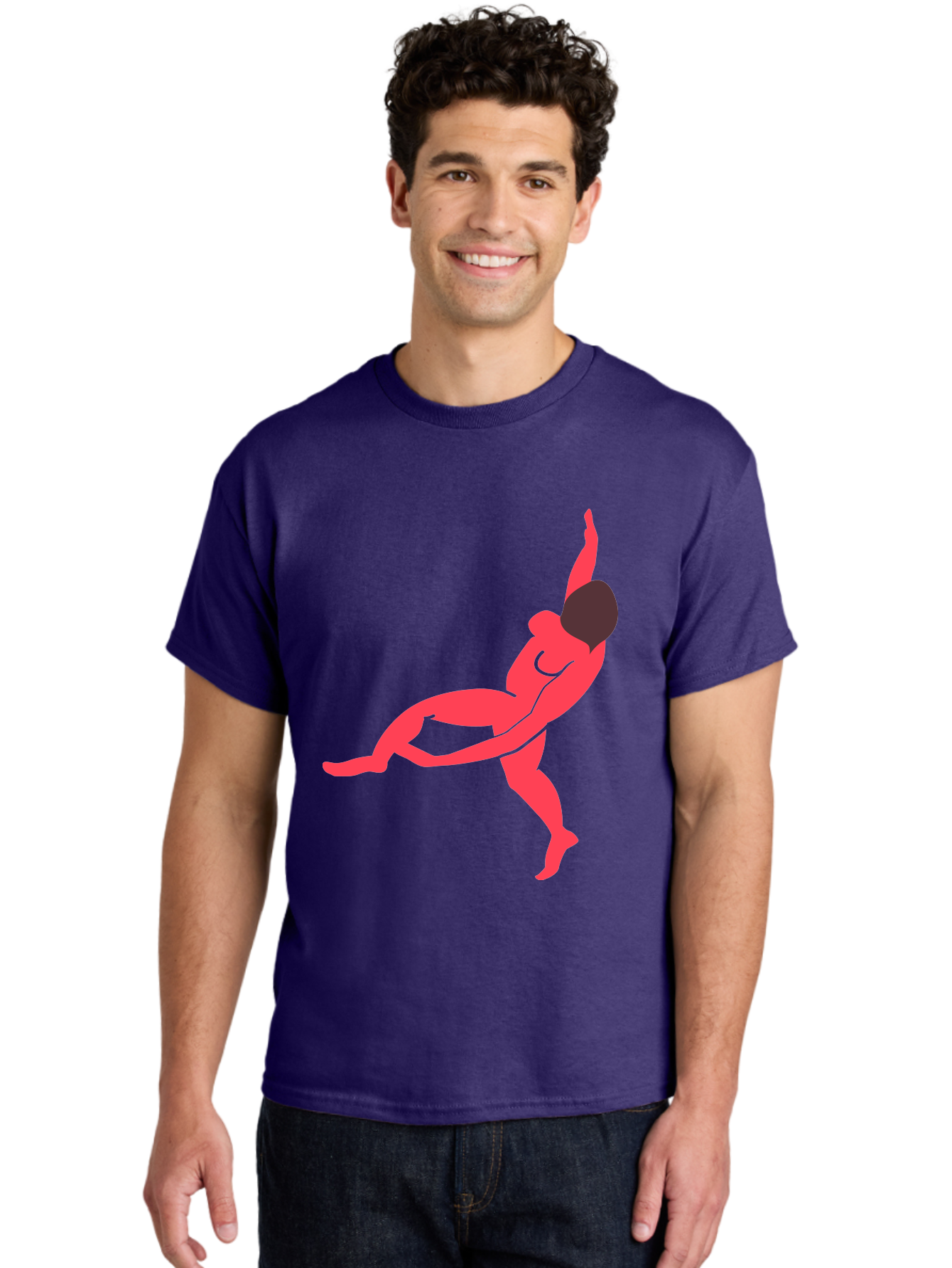 Dancer-4 Men'S Graphic Tee, 100% Cotton, Comfortable Casual Summer Wear, Machine Washable, Dancer In Motion, Flexible Pose, Dynamic Movement, Red Silhouette, Abstract Art, Contemporary Design, Artistic Expression, Fluid Body, Modern Dance, Aab613
