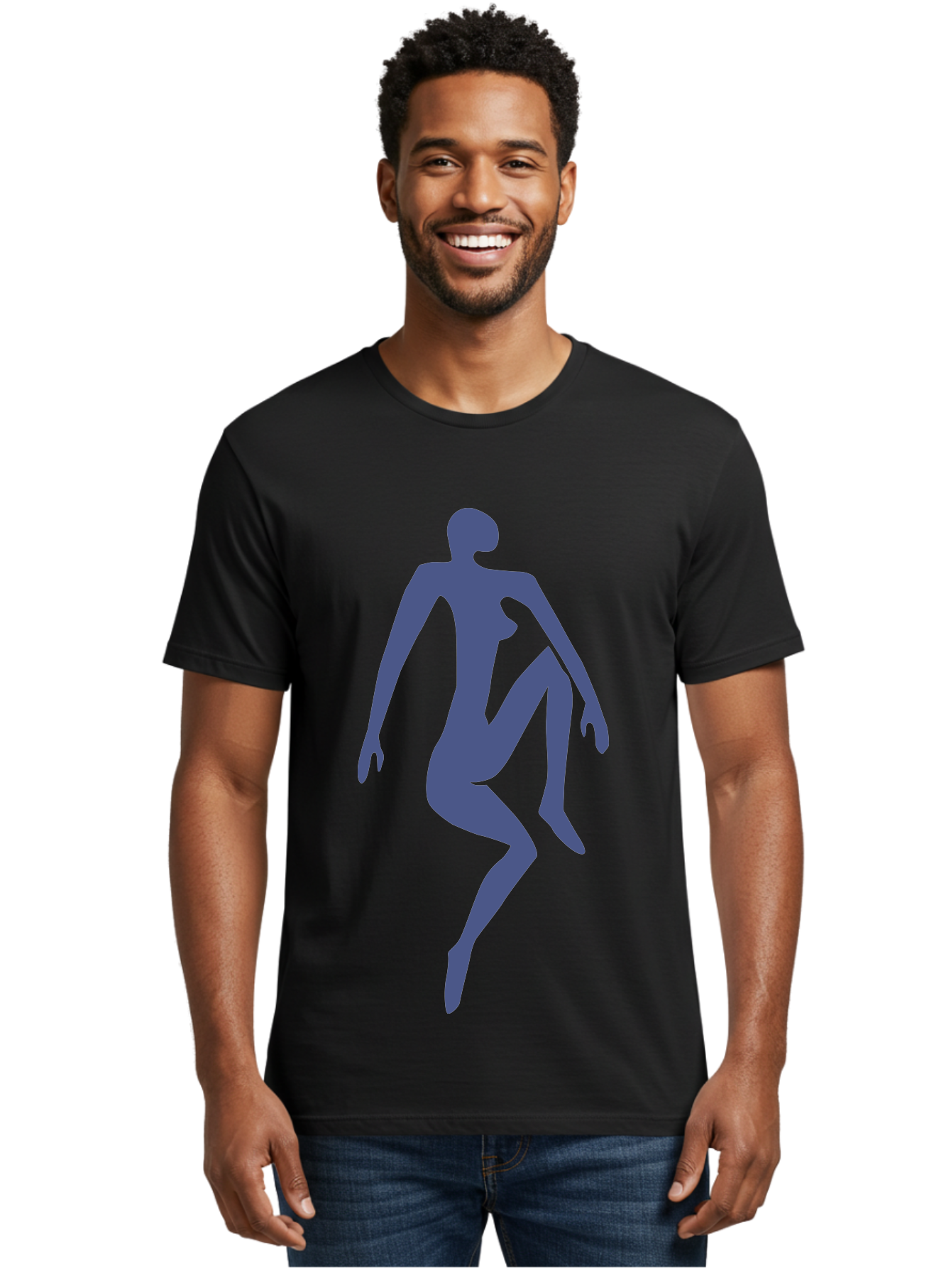 Dancer Men'S Graphic Tee, 100% Cotton, Comfortable Casual Summer Wear, Machine Washable, Nude Silhouette, Abstract Human Figure, Minimalist Art, Modern Sculpture, Elegant Pose, Flowing Lines, Abstract Representation Aab614