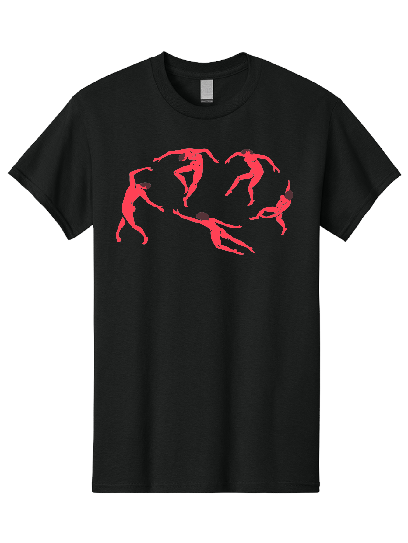 Dancing-Figures-1 Men'S Graphic Tee, 100% Cotton, Comfortable Casual Summer Wear, Machine Washable, Dancing Figures, Dynamic Movement, Neon Pink Silhouettes, Black Hair, Contemporary Dance, Fluid Motion, Abstract Art, Modern Design Aab615