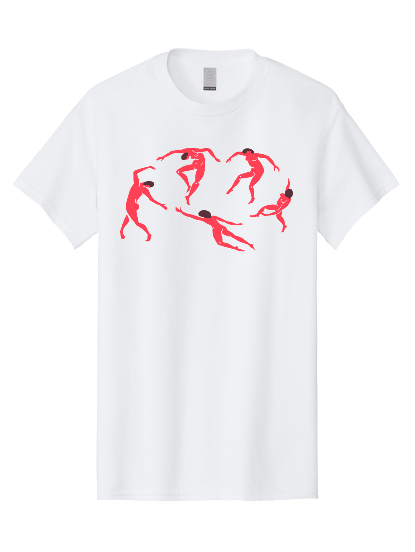 Dancing-Figures-1 Men'S Graphic Tee, 100% Cotton, Comfortable Casual Summer Wear, Machine Washable, Dancing Figures, Dynamic Movement, Neon Pink Silhouettes, Black Hair, Contemporary Dance, Fluid Motion, Abstract Art, Modern Design Aab615