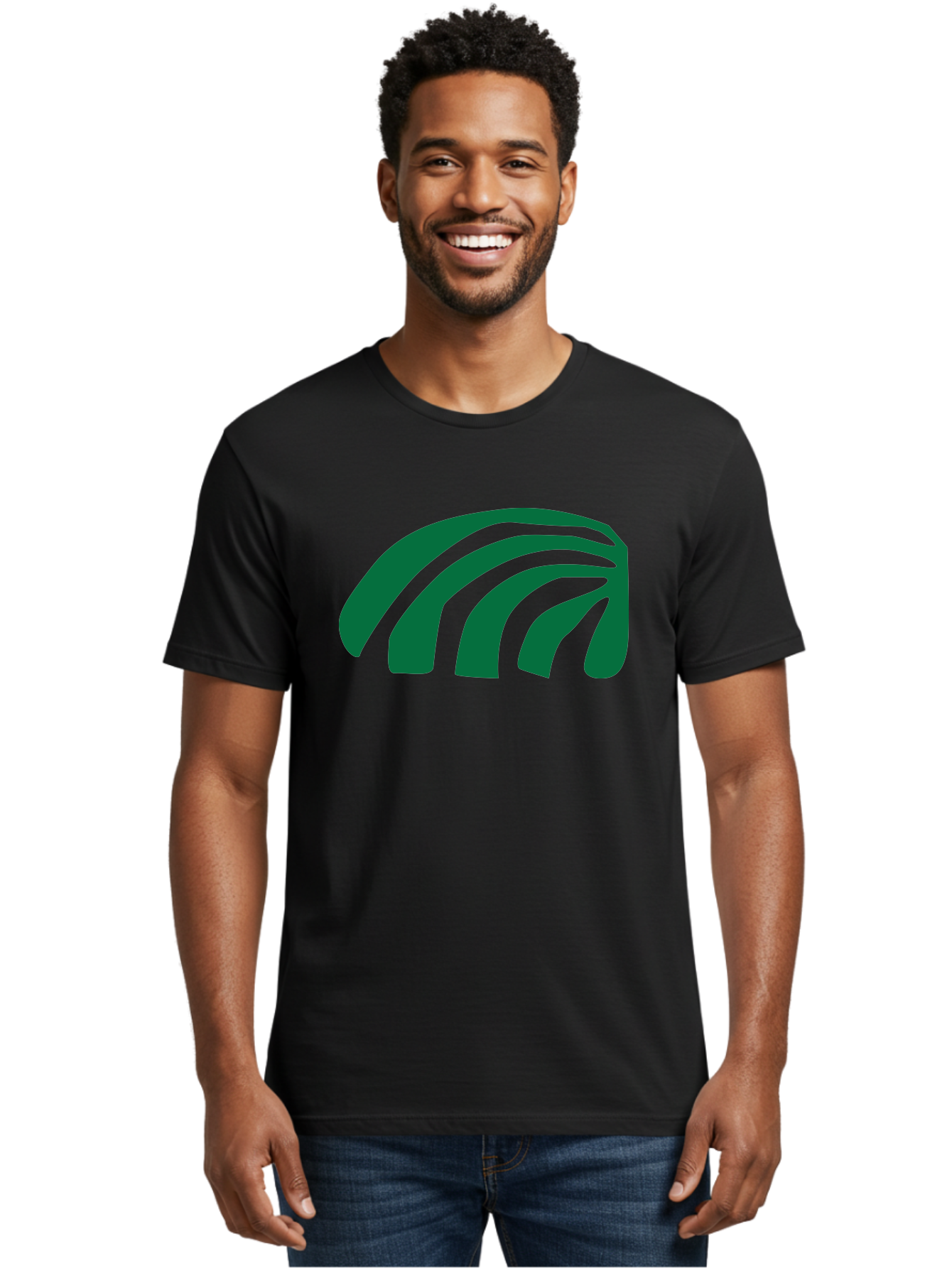 Fanning-Lines Men'S Graphic Tee, 100% Cotton, Comfortable Casual Summer Wear, Machine Washable, Wifi Symbol, Wireless Connectivity, Signal Strength, Dark Green Icon, Modern Design, Abstract Shape Aab618