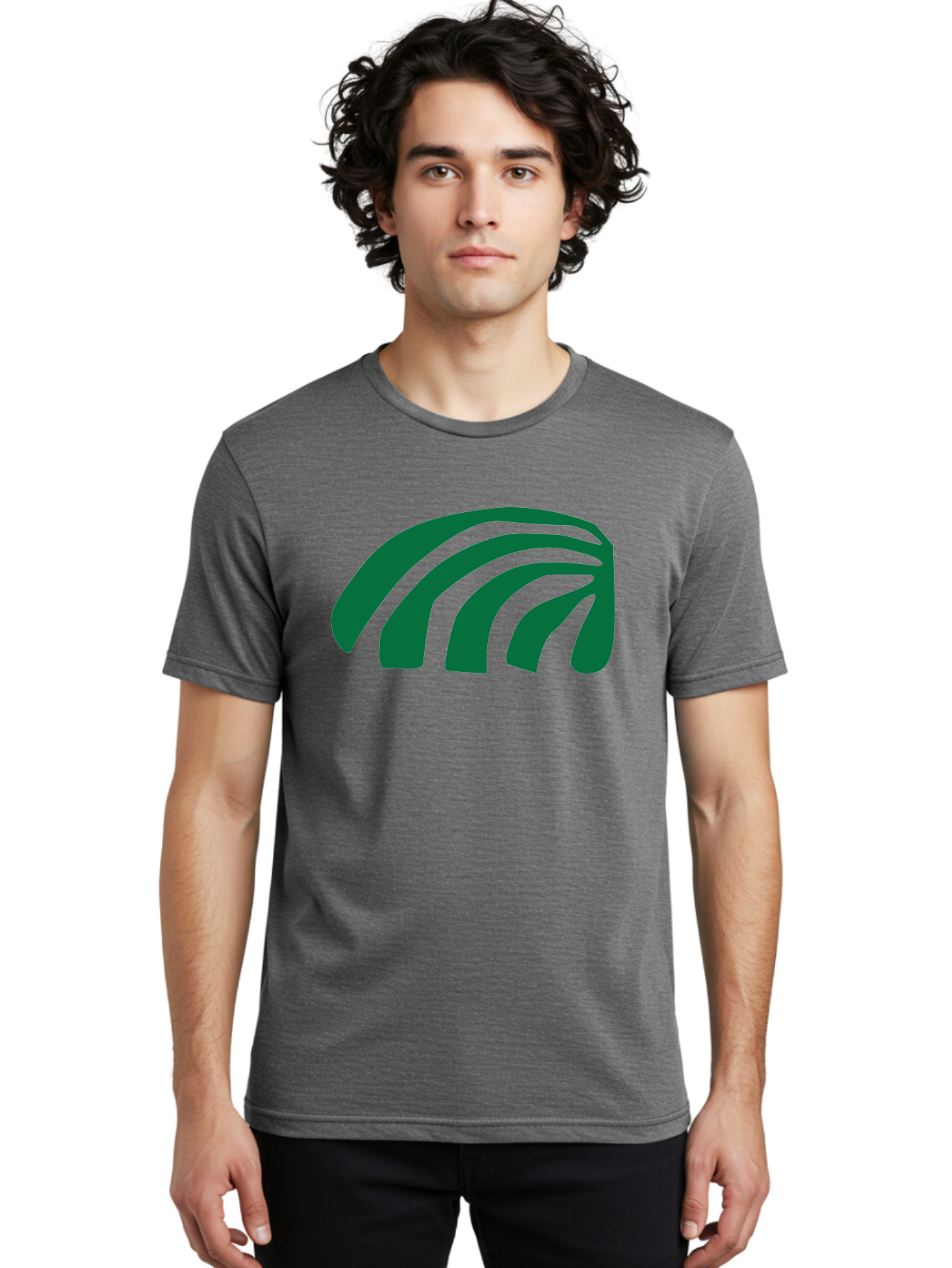 Fanning-Lines Men'S Graphic Tee, 100% Cotton, Comfortable Casual Summer Wear, Machine Washable, Wifi Symbol, Wireless Connectivity, Signal Strength, Dark Green Icon, Modern Design, Abstract Shape Aab618