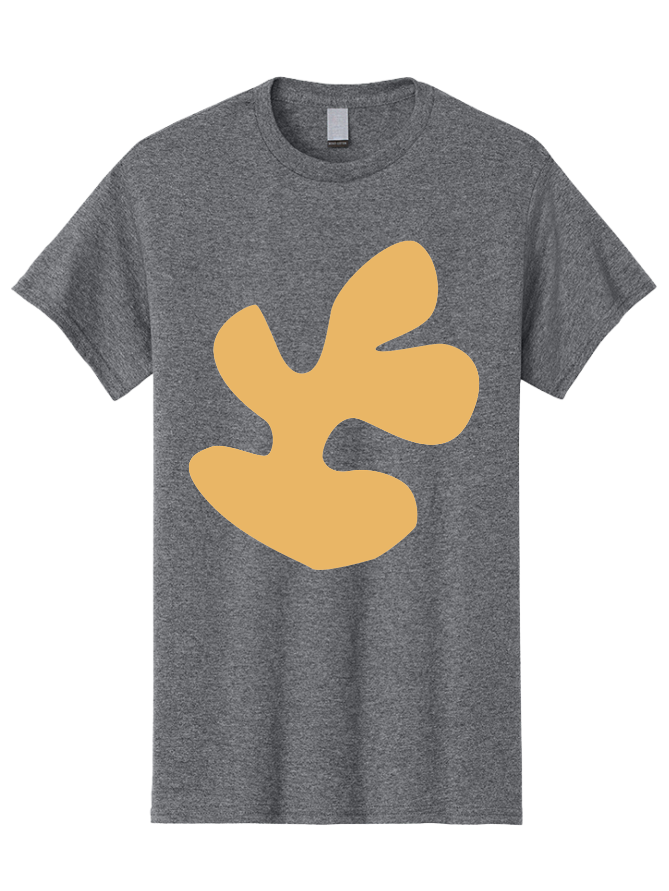 Ginkgo-Leaf Men'S Graphic Tee, 100% Cotton, Comfortable Casual Summer Wear, Machine Washable, Ginko Leaf, Abstract Shape, Minimalist Design, Simple Graphics, Tan Color, Modern Art, Digital Illustration Aab619