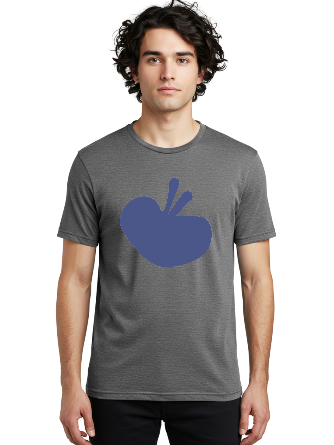 Hand-Heart Men'S Graphic Tee, 100% Cotton, Comfortable Casual Summer Wear, Machine Washable, Hand Gesture, Two Fingers Up, Peace Sign, Friendship Symbol, Love, Care, Affection, Kindness, Peace Aab620