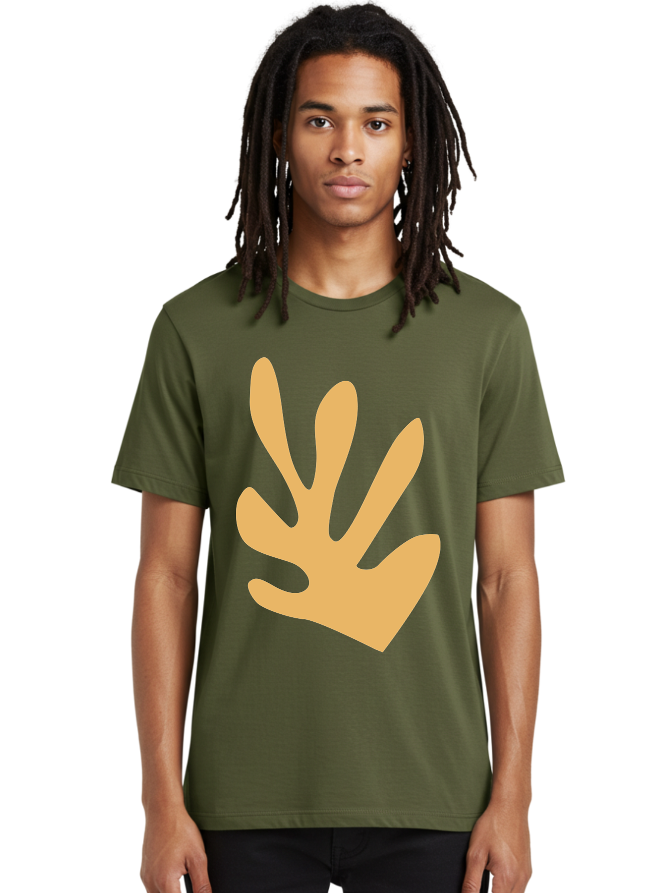 Handprint Men'S Graphic Tee, 100% Cotton, Comfortable Casual Summer Wear, Machine Washable, Handprint, Peach Colored Hand, Simple Illustration, Minimalist Design, Children'S Art, Creative Expression, Hand Gesture Aab621