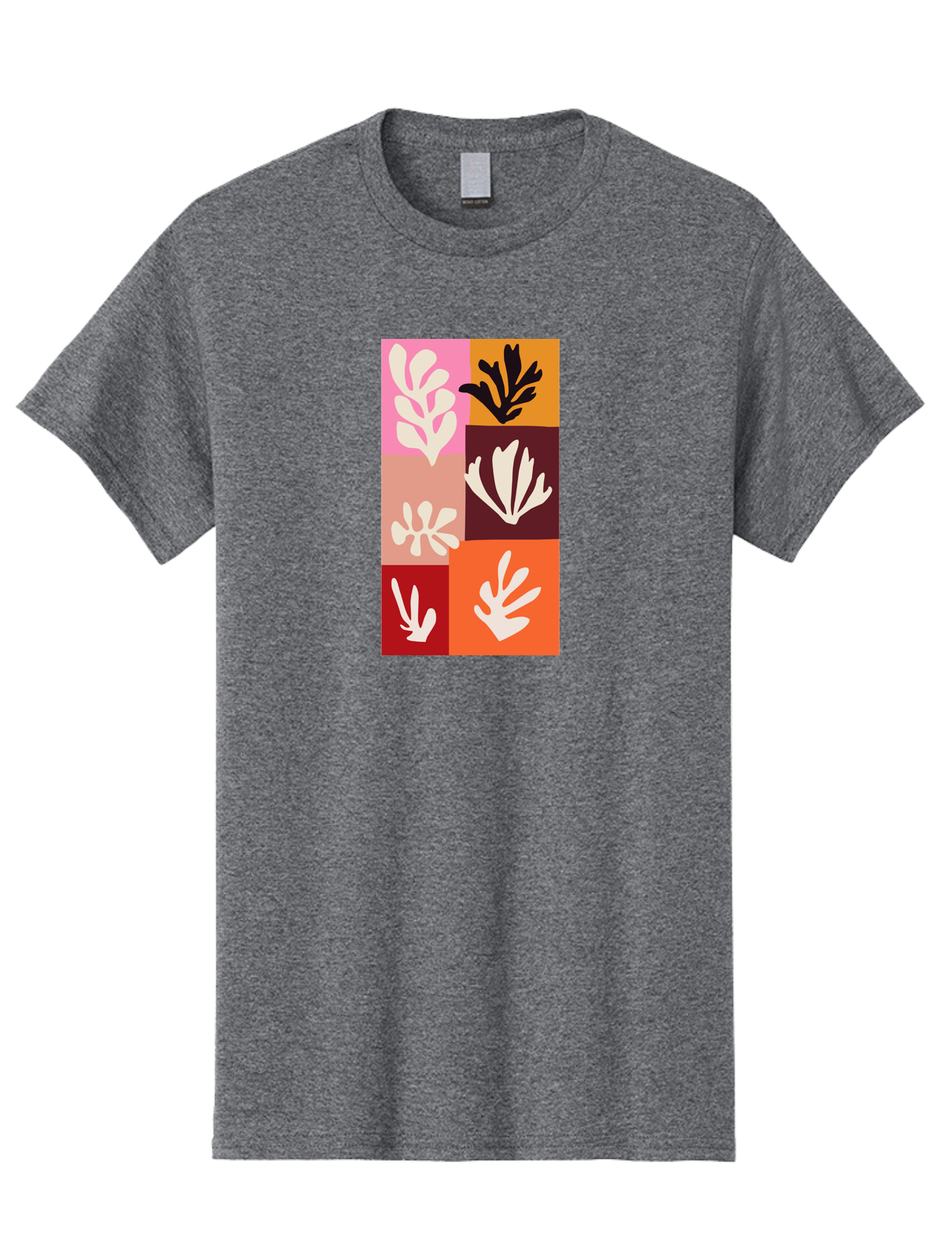Leaf-Patterns Men'S Graphic Tee, 100% Cotton, Comfortable Casual Summer Wear, Machine Washable, Abstract Art, Cut-Out Technique, Floral Motifs, Bold Colors, Minimalist Design, Modern Art, Decorative Patterns, Leaf Silhouettes, Artistic Collage Aab622