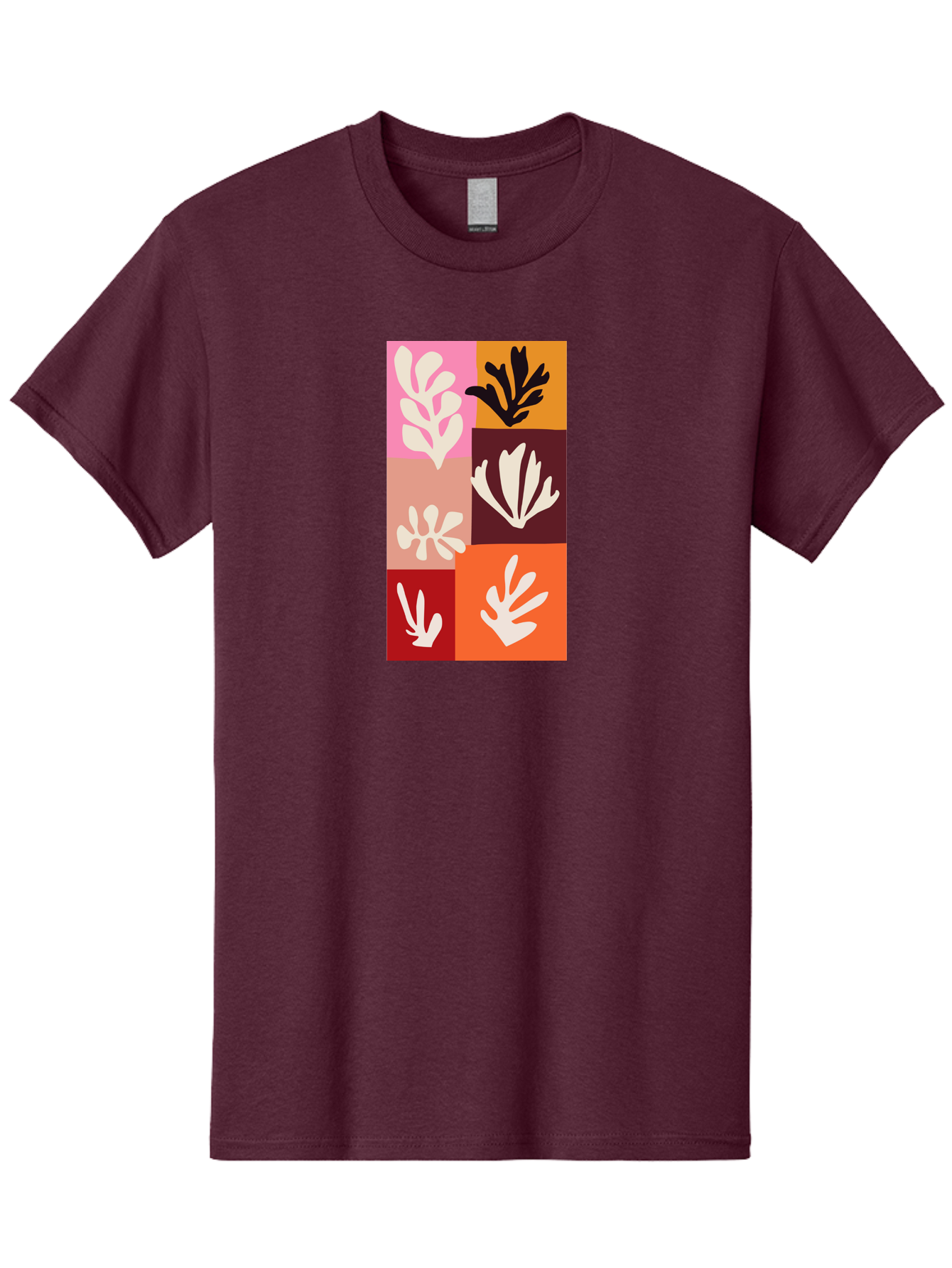 Leaf-Patterns Men'S Graphic Tee, 100% Cotton, Comfortable Casual Summer Wear, Machine Washable, Abstract Art, Cut-Out Technique, Floral Motifs, Bold Colors, Minimalist Design, Modern Art, Decorative Patterns, Leaf Silhouettes, Artistic Collage Aab622