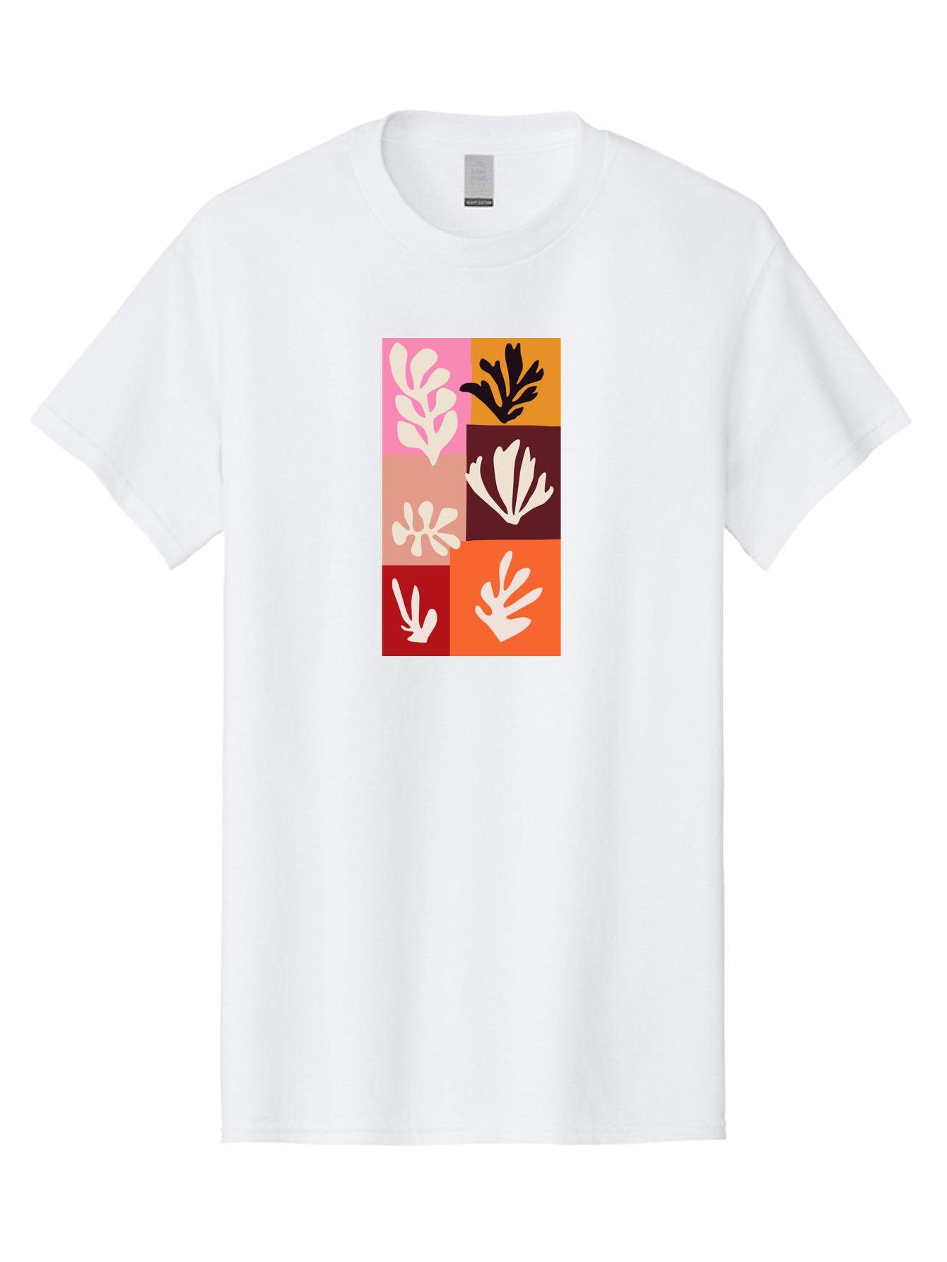 Leaf-Patterns Men'S Graphic Tee, 100% Cotton, Comfortable Casual Summer Wear, Machine Washable, Abstract Art, Cut-Out Technique, Floral Motifs, Bold Colors, Minimalist Design, Modern Art, Decorative Patterns, Leaf Silhouettes, Artistic Collage Aab622