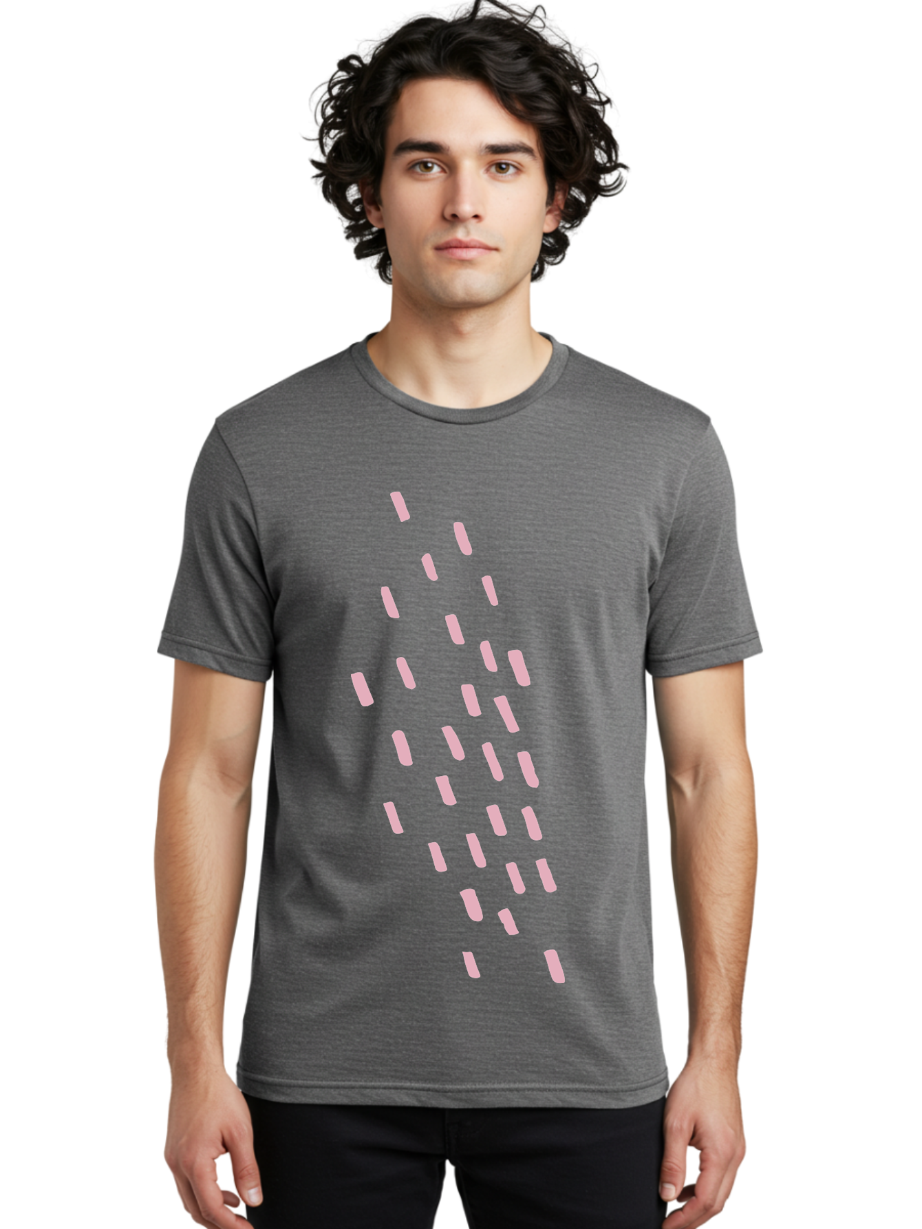 Pink-Capsules Men'S Graphic Tee, 100% Cotton, Comfortable Casual Summer Wear, Machine Washable, White Oblong Shapes, Modern Design Elements, Abstract Patterns, Minimalist Aesthetics, Graphic Design Inspiration, Creative Visuals Aab625
