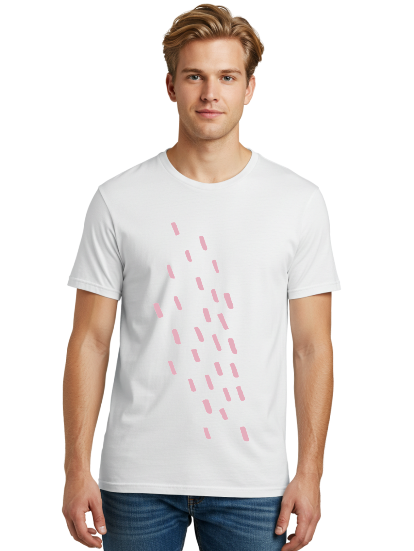 Pink-Capsules Men'S Graphic Tee, 100% Cotton, Comfortable Casual Summer Wear, Machine Washable, White Oblong Shapes, Modern Design Elements, Abstract Patterns, Minimalist Aesthetics, Graphic Design Inspiration, Creative Visuals Aab625