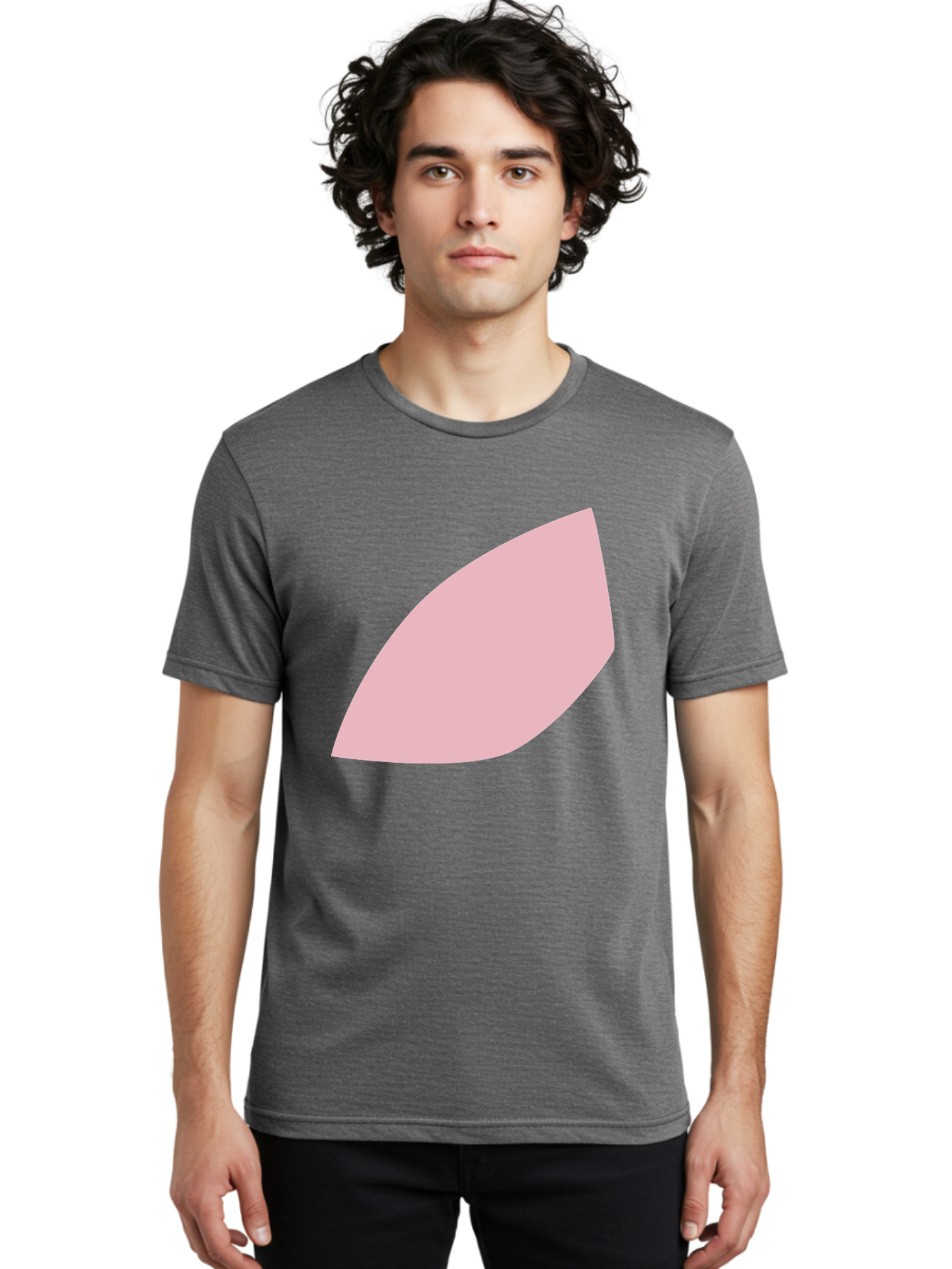 Pink-Leaf Men'S Graphic Tee, 100% Cotton, Comfortable Casual Summer Wear, Machine Washable, Pink Leaf, Simple Shape, Minimal Design, Abstract Art, Soft Pink Color, Leaf Illustration, Digital Graphics, Modern Art Aab626