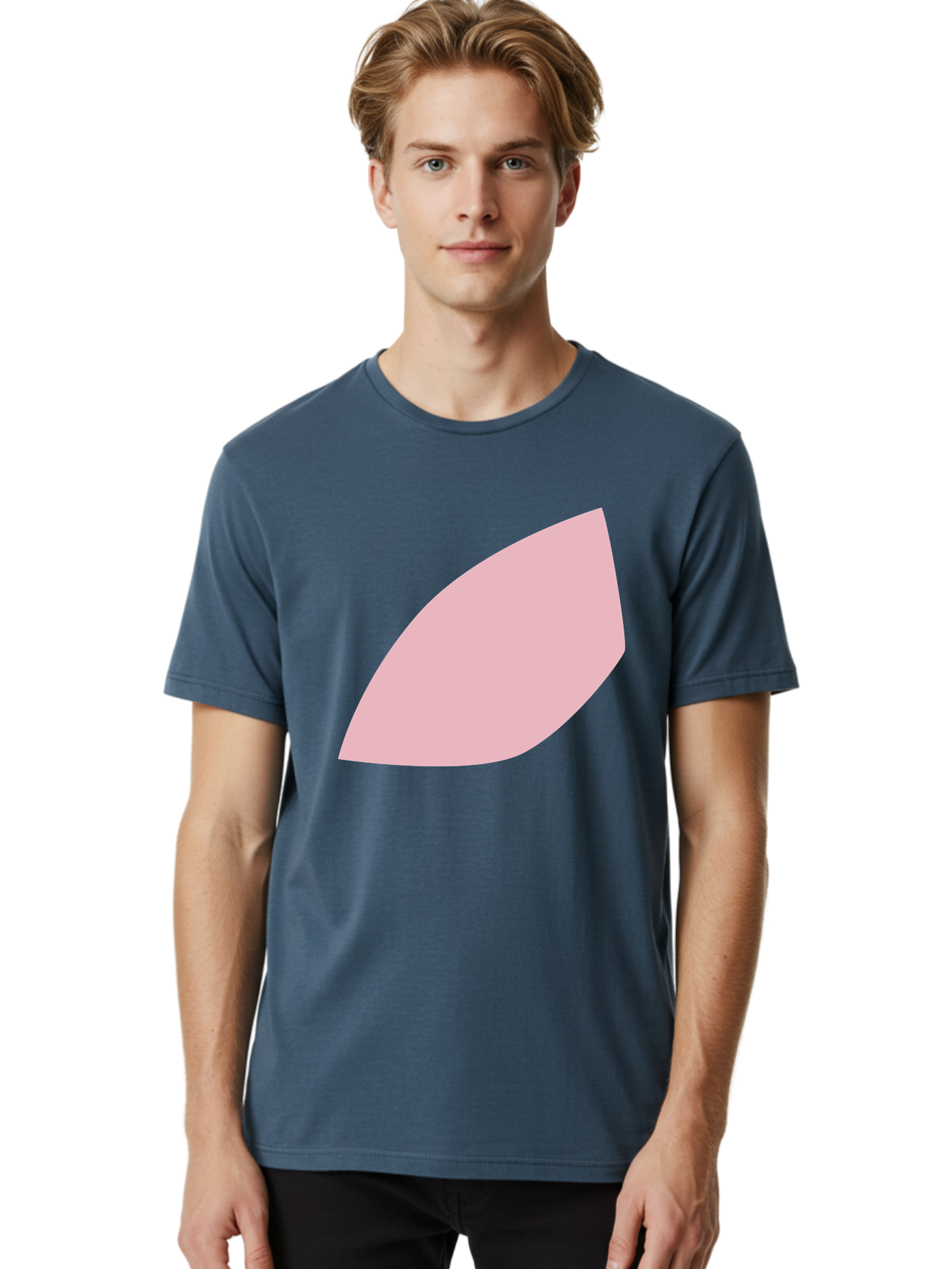 Pink-Leaf Men'S Graphic Tee, 100% Cotton, Comfortable Casual Summer Wear, Machine Washable, Pink Leaf, Simple Shape, Minimal Design, Abstract Art, Soft Pink Color, Leaf Illustration, Digital Graphics, Modern Art Aab626