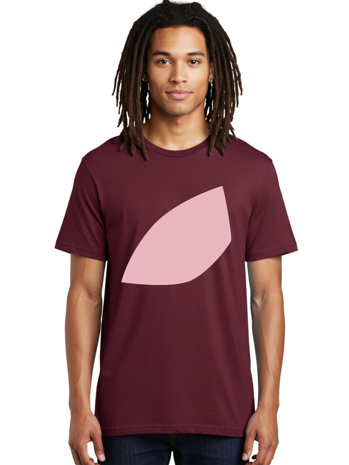 Pink-Leaf Men'S Graphic Tee, 100% Cotton, Comfortable Casual Summer Wear, Machine Washable, Pink Leaf, Simple Shape, Minimal Design, Abstract Art, Soft Pink Color, Leaf Illustration, Digital Graphics, Modern Art Aab626