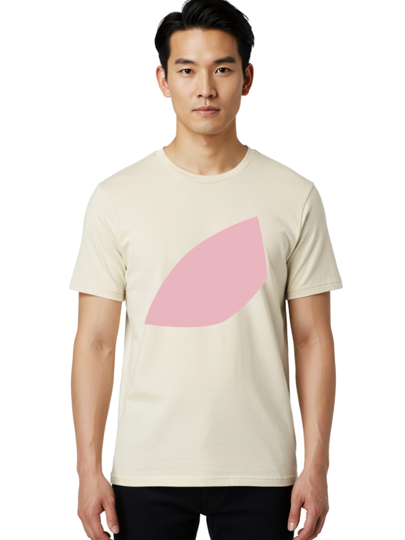 Pink-Leaf Men'S Graphic Tee, 100% Cotton, Comfortable Casual Summer Wear, Machine Washable, Pink Leaf, Simple Shape, Minimal Design, Abstract Art, Soft Pink Color, Leaf Illustration, Digital Graphics, Modern Art Aab626