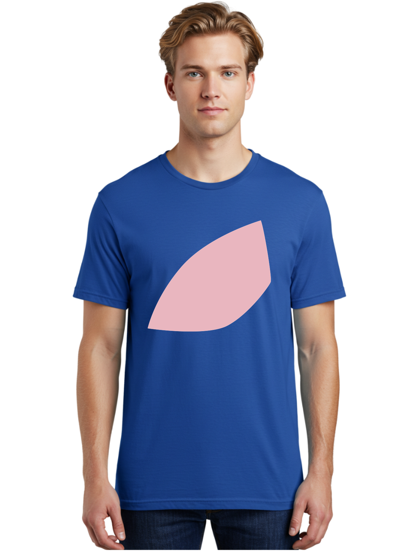 Pink-Leaf Men'S Graphic Tee, 100% Cotton, Comfortable Casual Summer Wear, Machine Washable, Pink Leaf, Simple Shape, Minimal Design, Abstract Art, Soft Pink Color, Leaf Illustration, Digital Graphics, Modern Art Aab626
