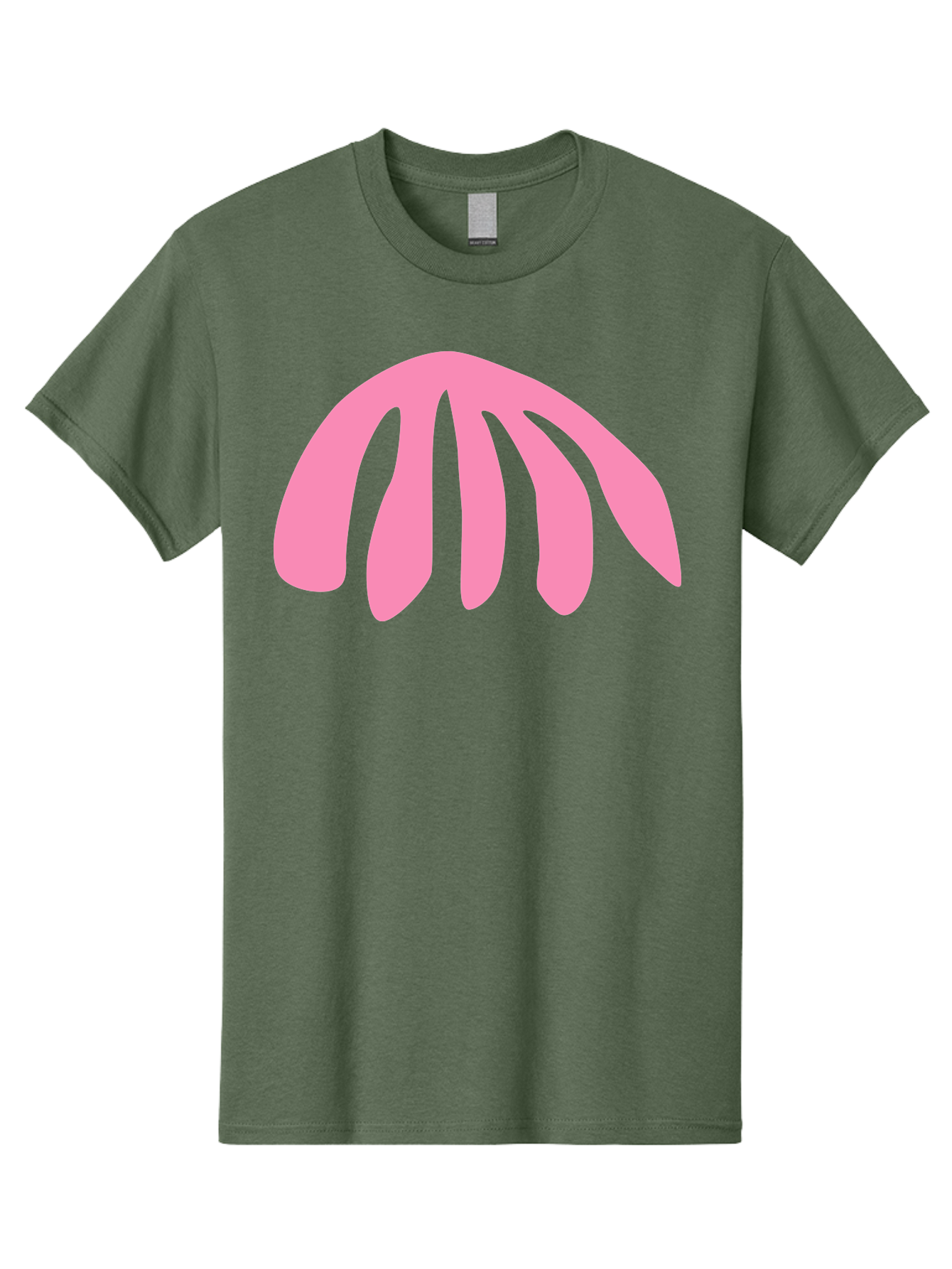 Pink-Logo Men'S Graphic Tee, 100% Cotton, Comfortable Casual Summer Wear, Machine Washable, Pink Graphic, Abstract Shape, Minimalist Design, Modern Art, Simple Illustration, Vibrant Pink Color, Curved Lines Aab627