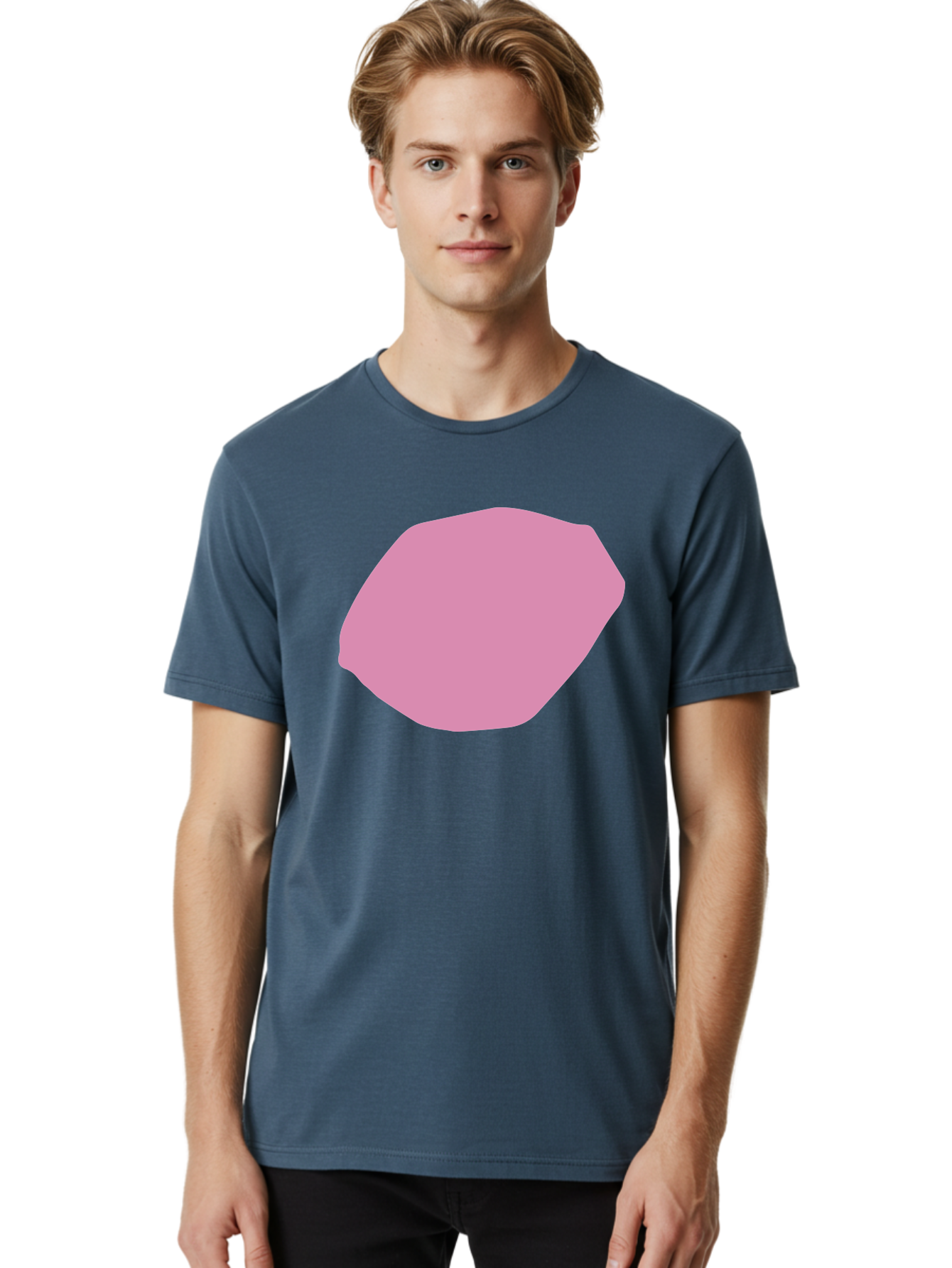 Pink-Shape-1 Men'S Graphic Tee, 100% Cotton, Comfortable Casual Summer Wear, Machine Washable, Pink Abstract Shape, Geometric Form, Pastel Color, Modern Design, Simple Composition, Artistic Element, Digital Art Aab628